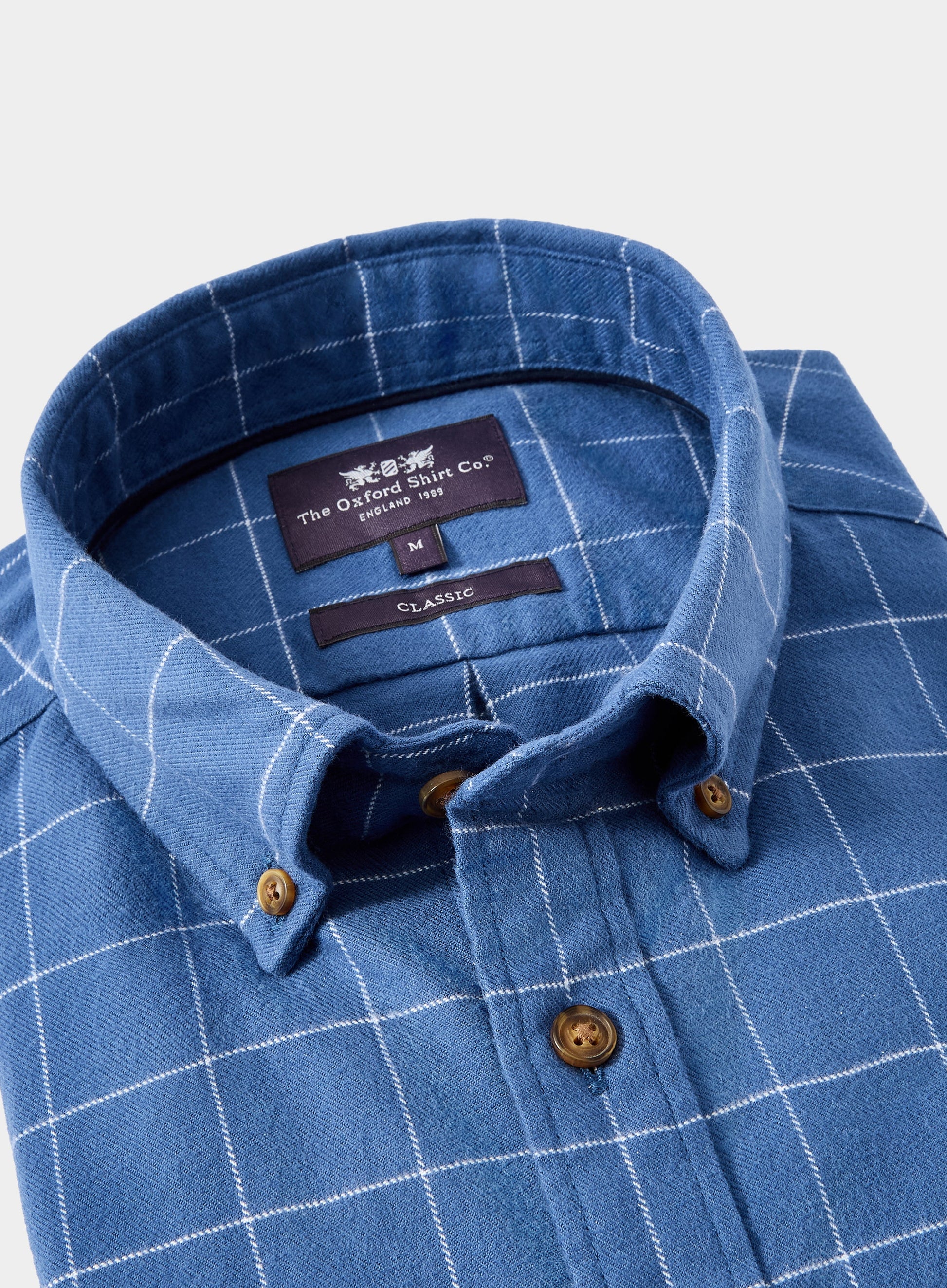 Button Down Flannel Shirt - Blue and White Check