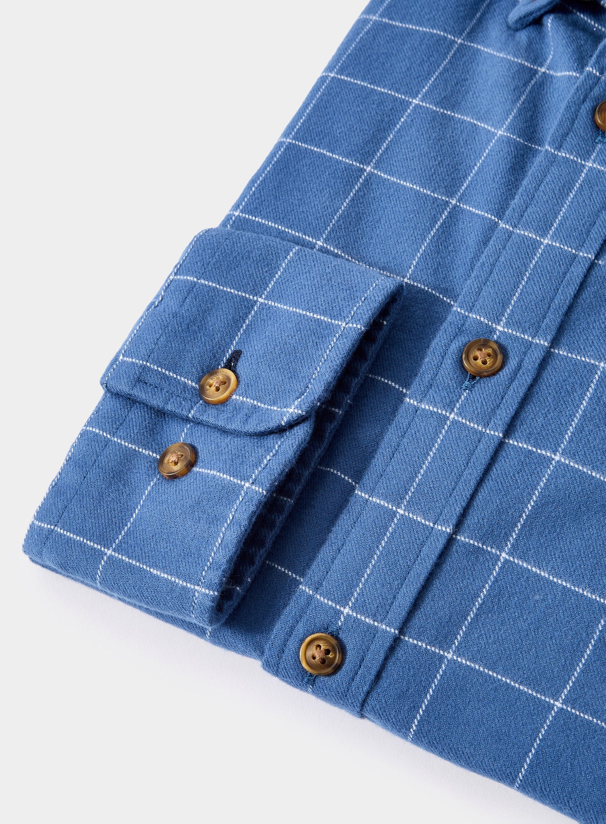 Button Down Flannel Shirt - Blue and White Check