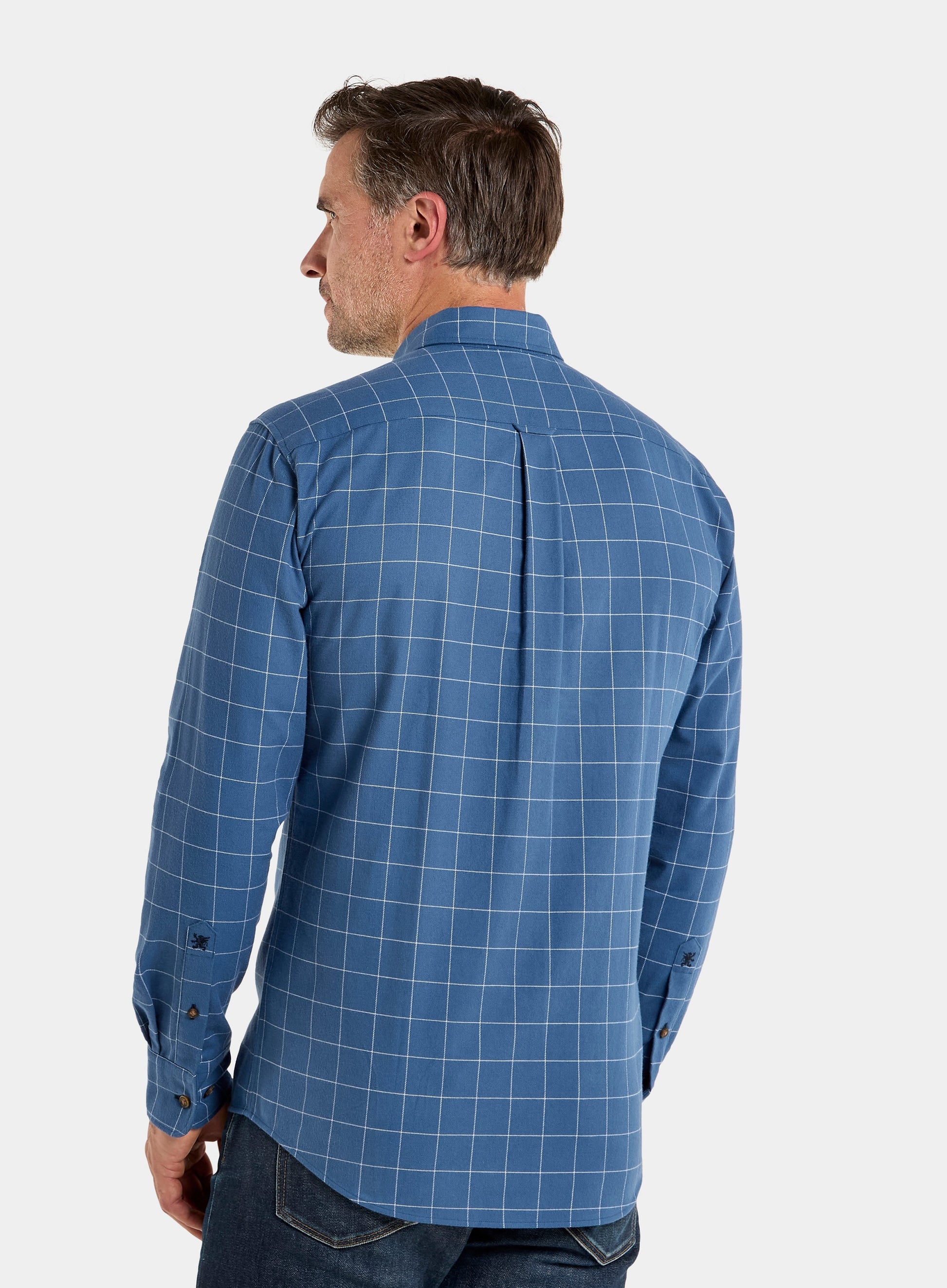 Button Down Flannel Shirt - Blue and White Check