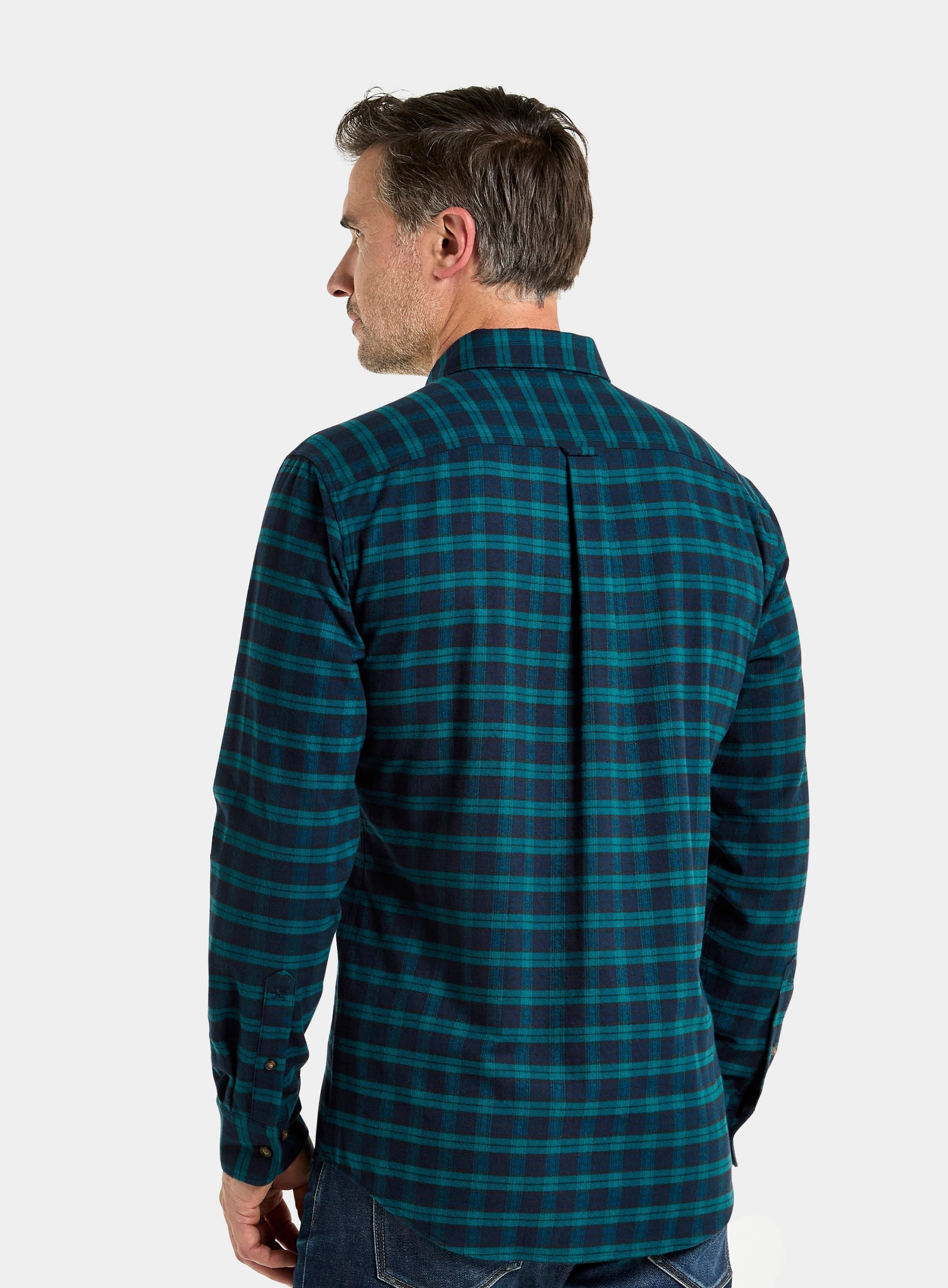 Button Down Flannel Shirt - Green and Navy Check