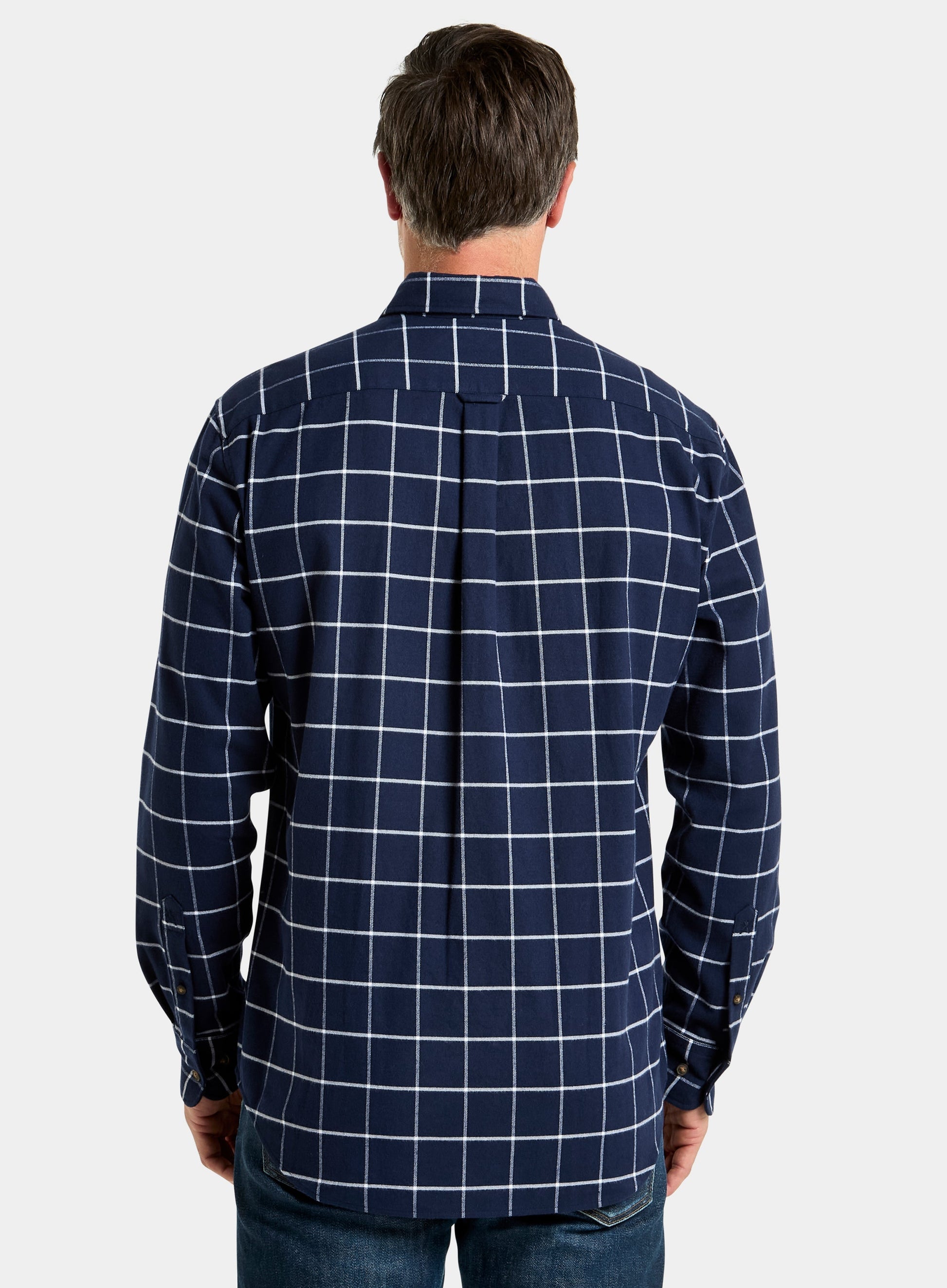 Button Down Flannel Shirt - Navy and White Check