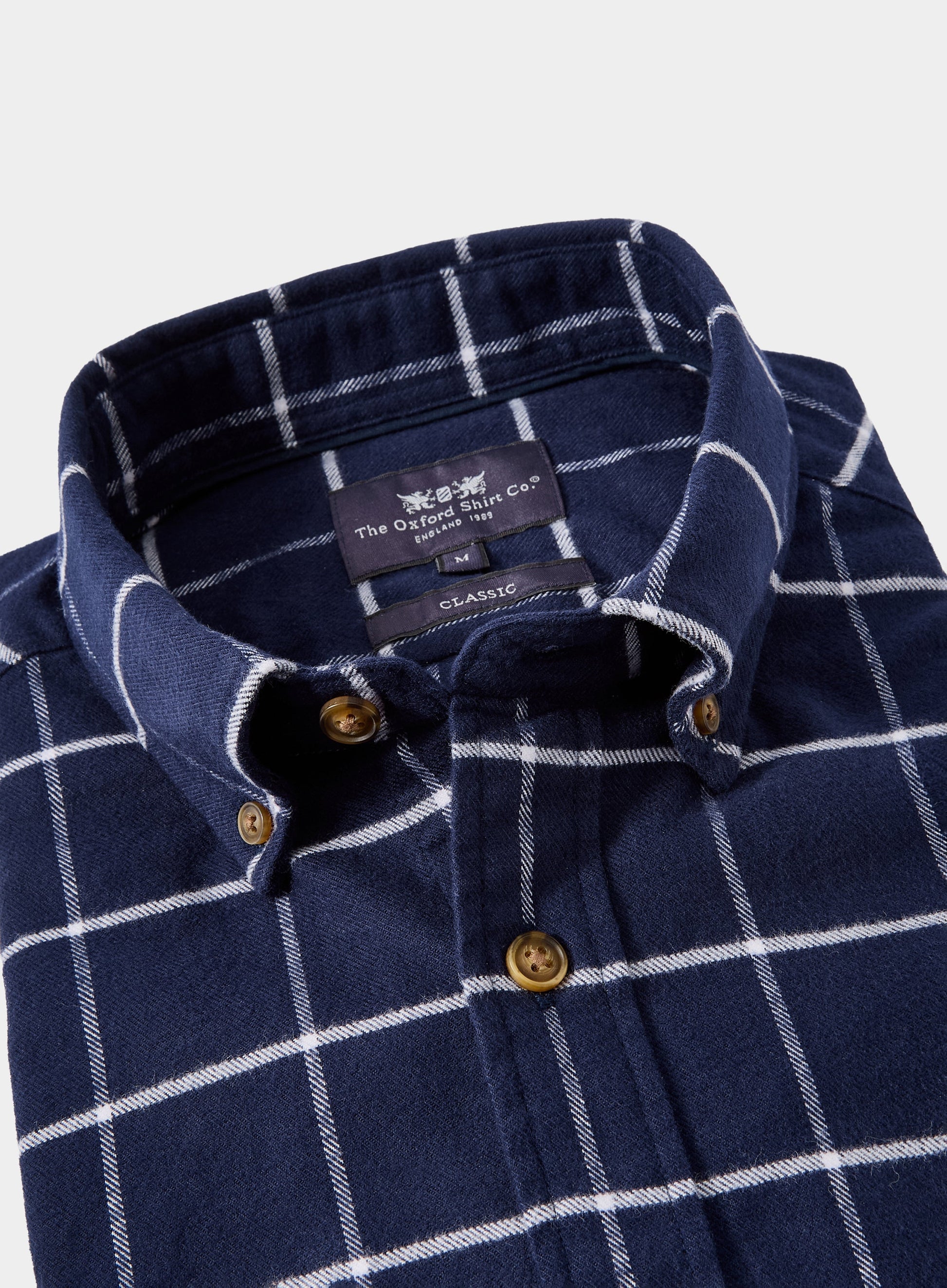 Button Down Flannel Shirt - Navy and White Check