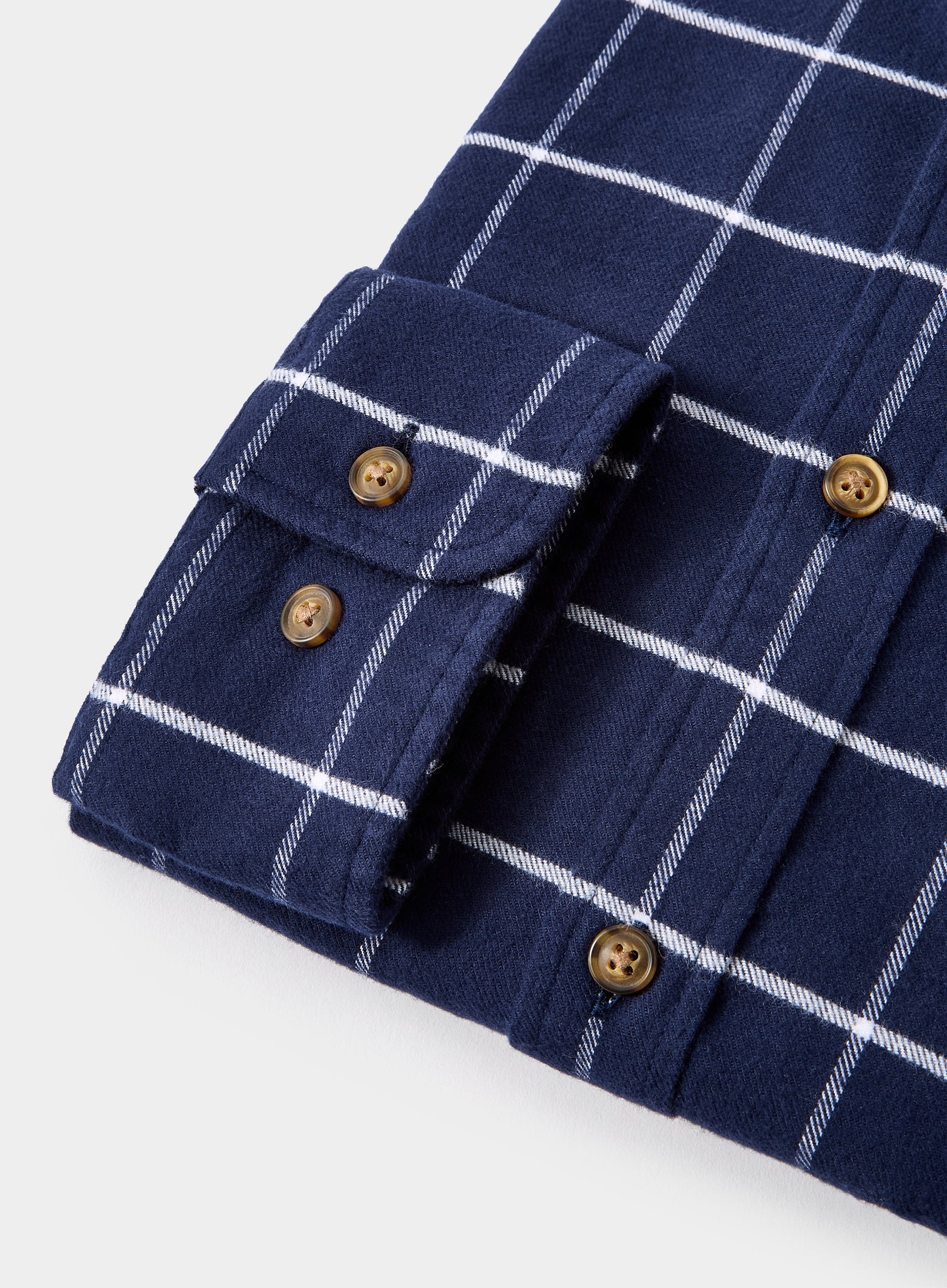 Button Down Flannel Shirt - Navy and White Check