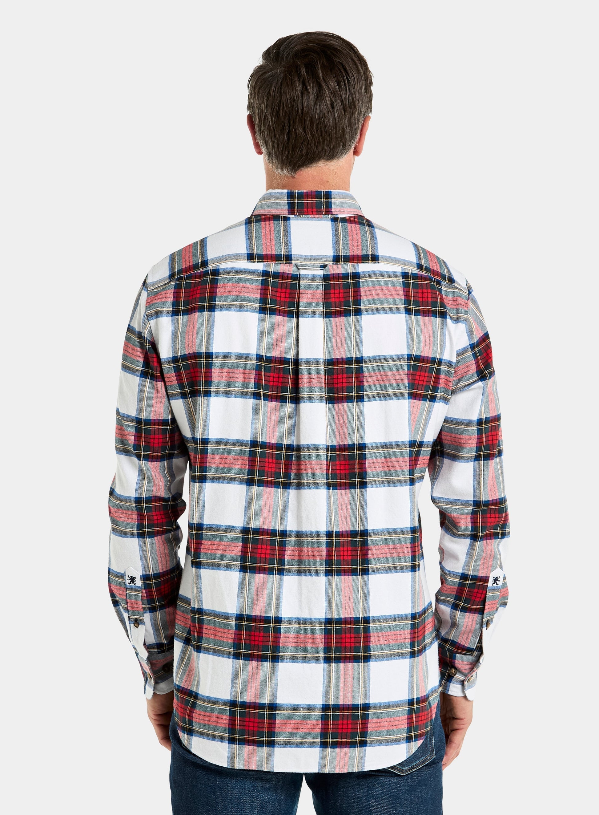 Button Down Flannel Shirt - Red and Beige Check