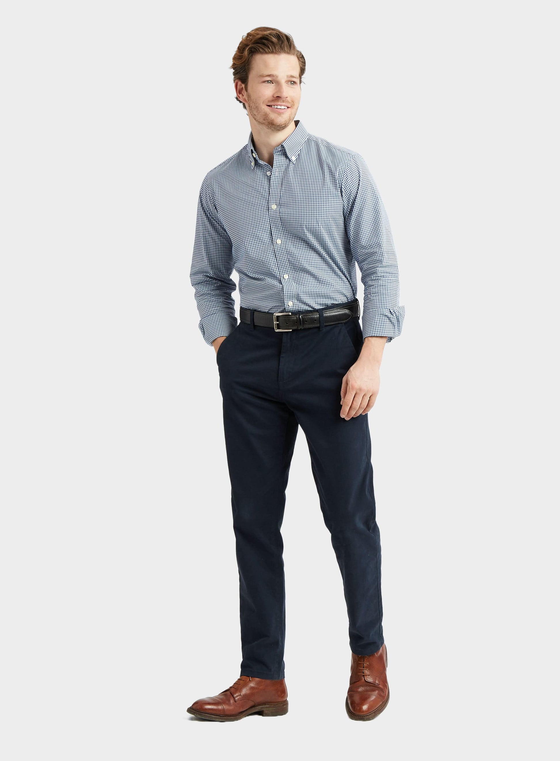 Button Down Gingham Shirt - Navy