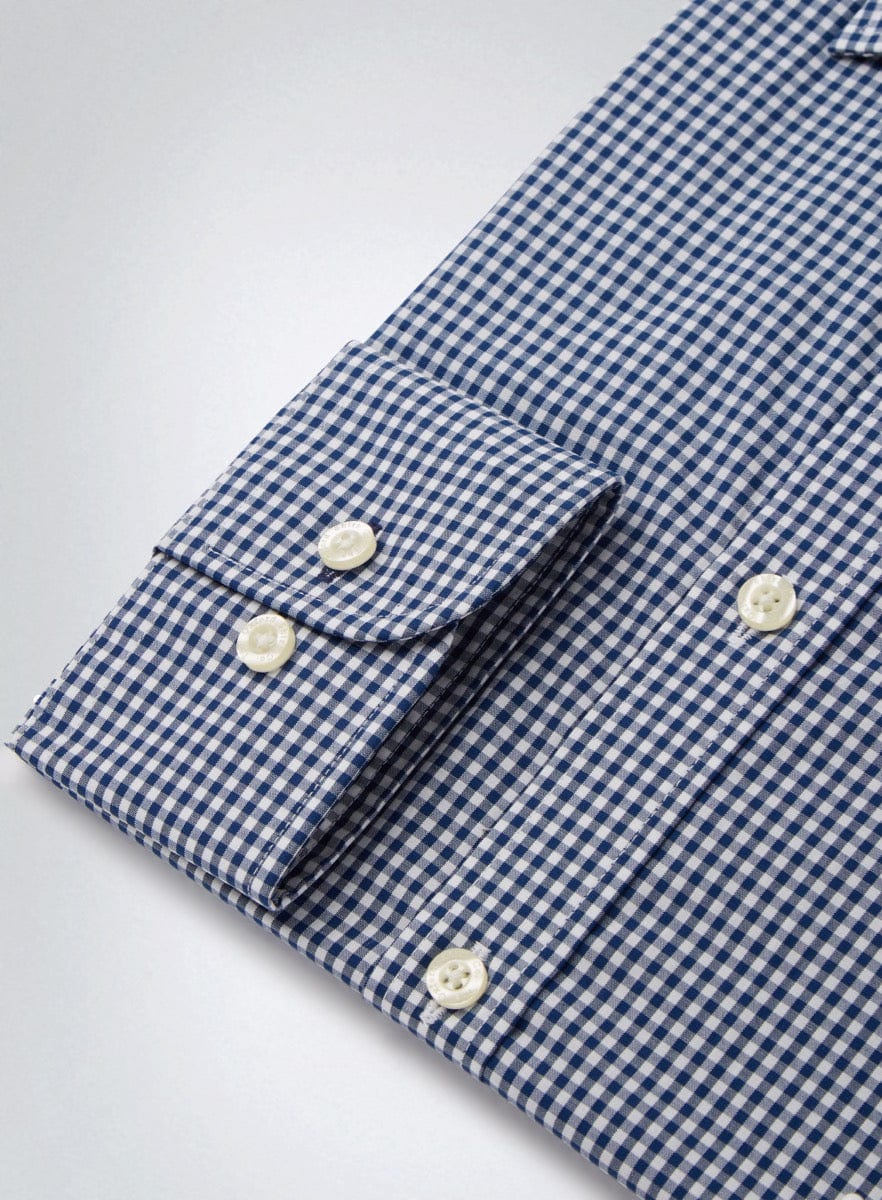 Button Down Gingham Shirt - Navy