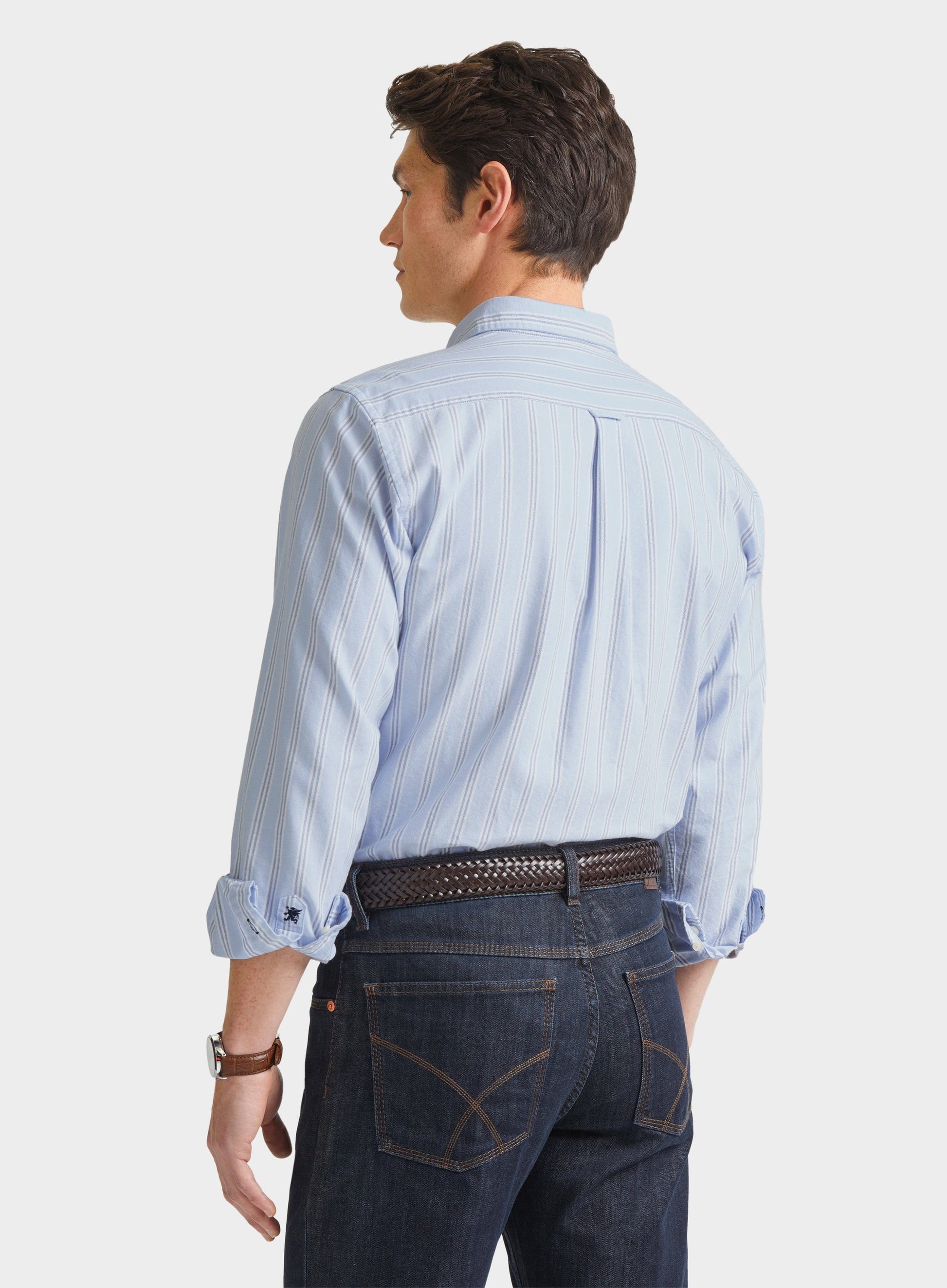 Button Down Oxford Shirt - Blue and Navy Stripe