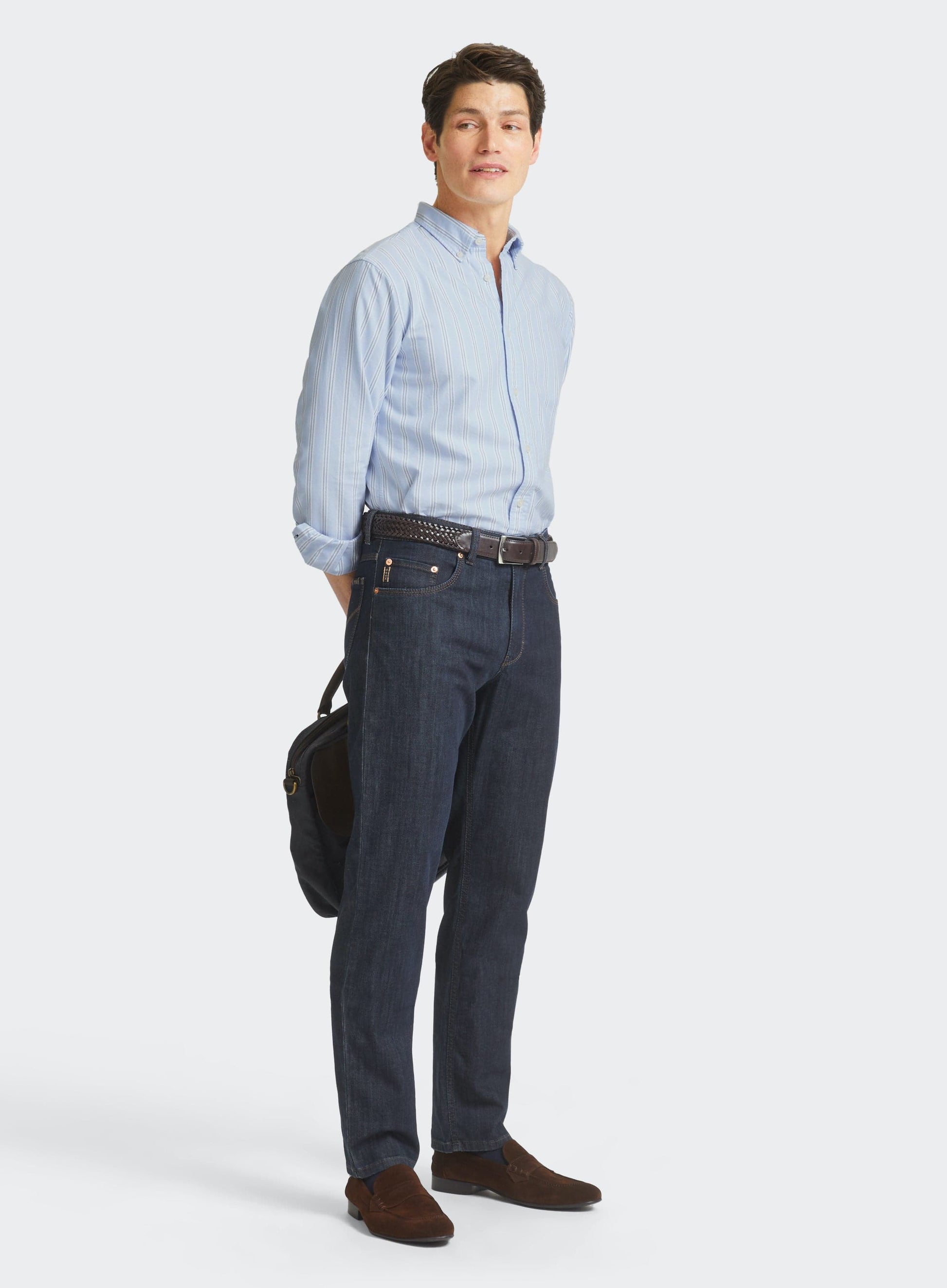 Button Down Oxford Shirt - Blue and Navy Stripe