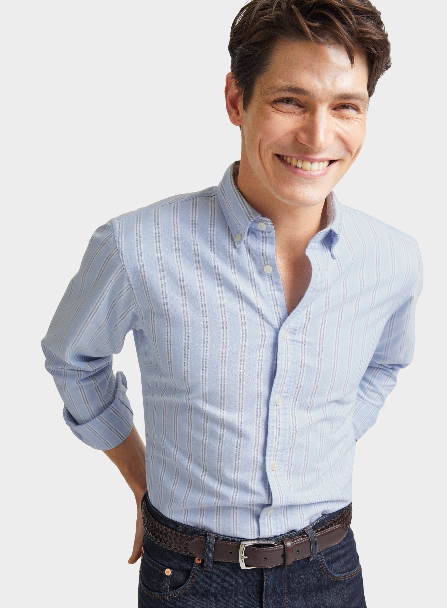 Button Down Oxford Shirt - Blue and Navy Stripe
