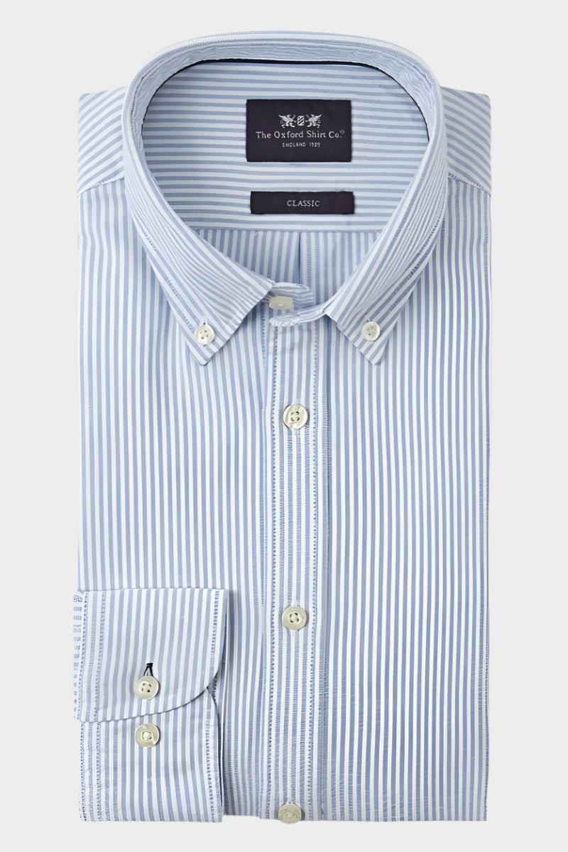 Button Down Oxford Shirt - Blue Stripe