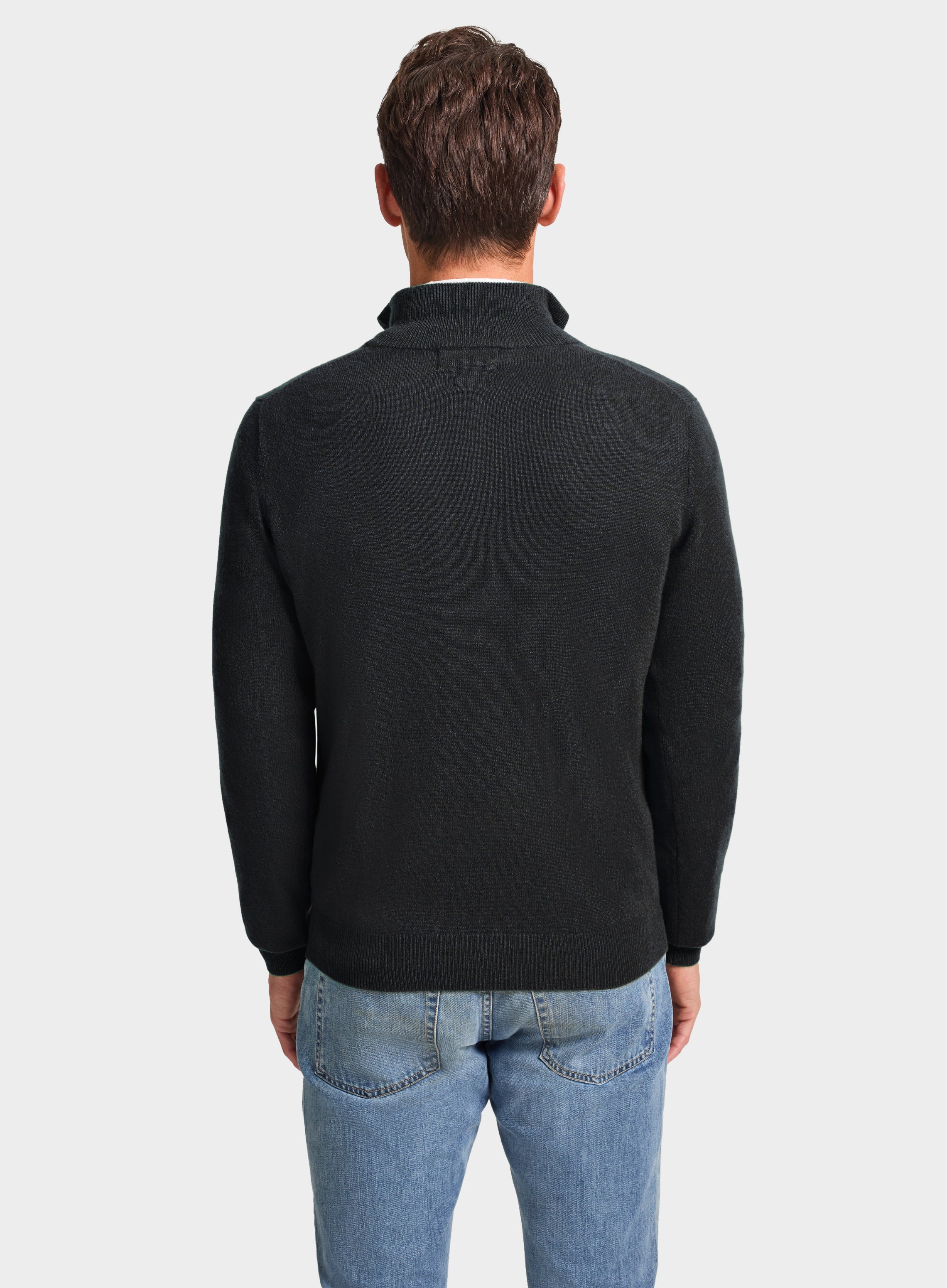 Mens Cashmere 1/4 Zip Jumper in Charcoal - Oxford Shirt Co.