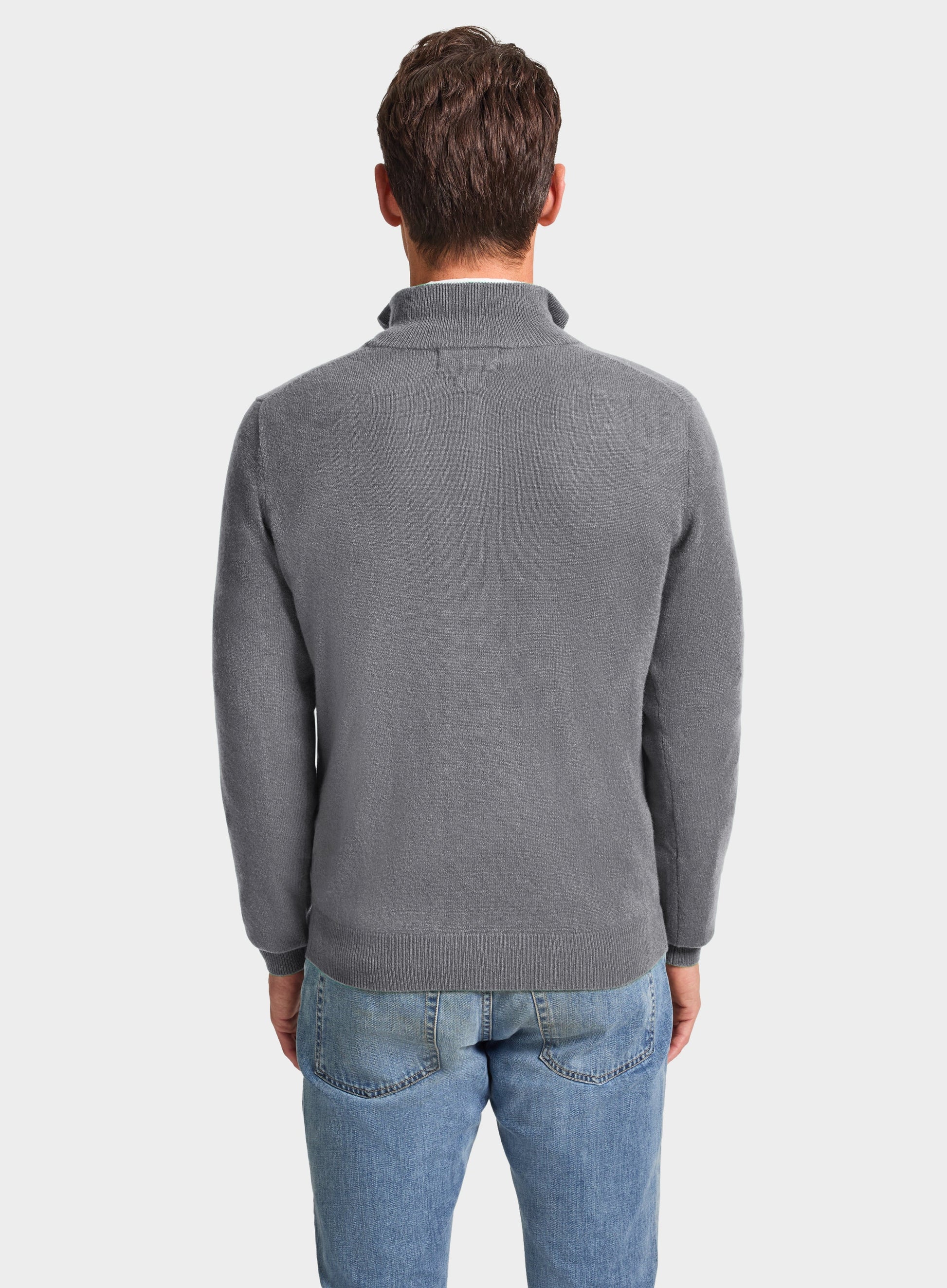 Cashmere 1/4 Zip in Mid Grey