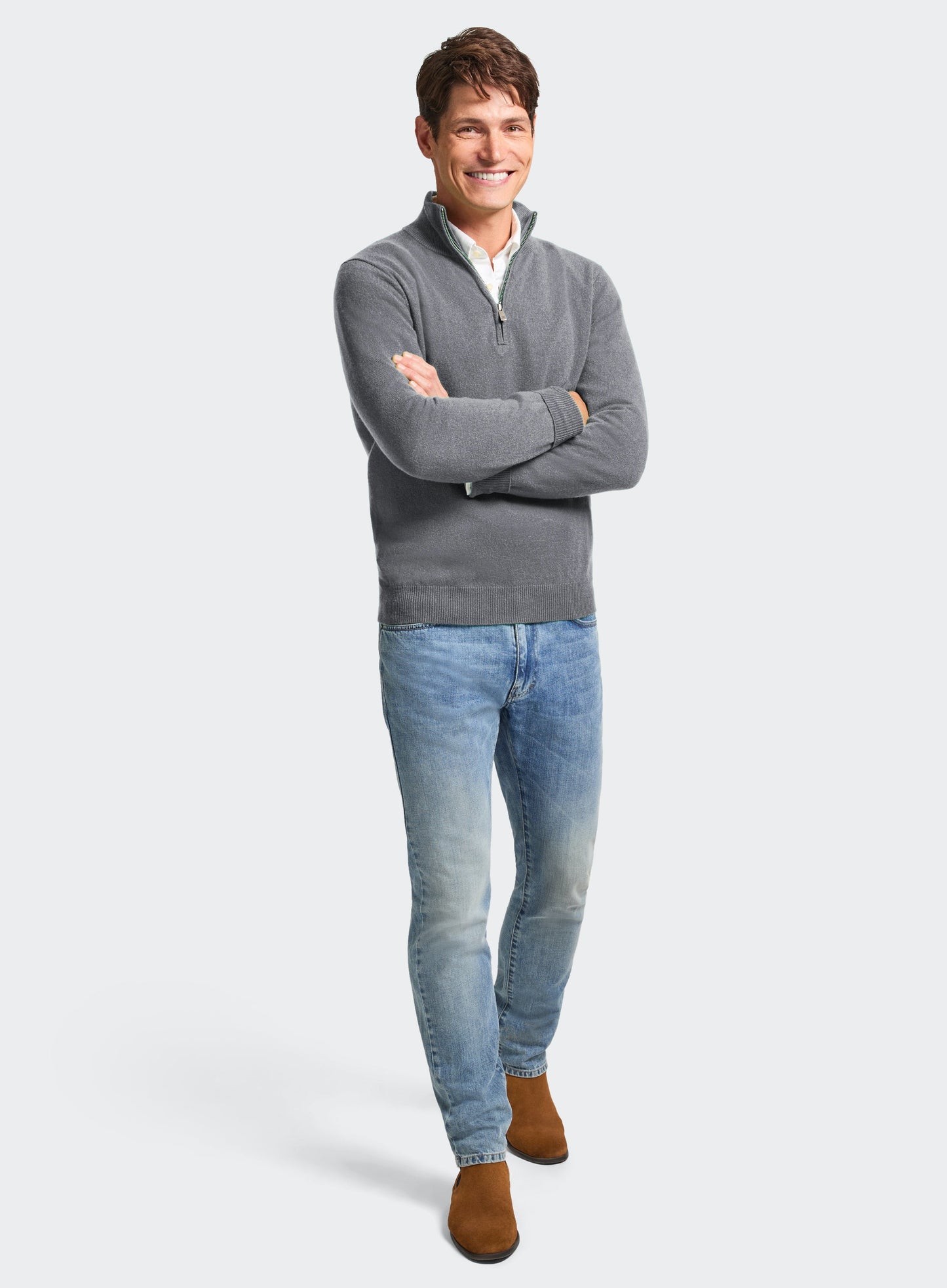 Cashmere 1/4 Zip in Mid Grey