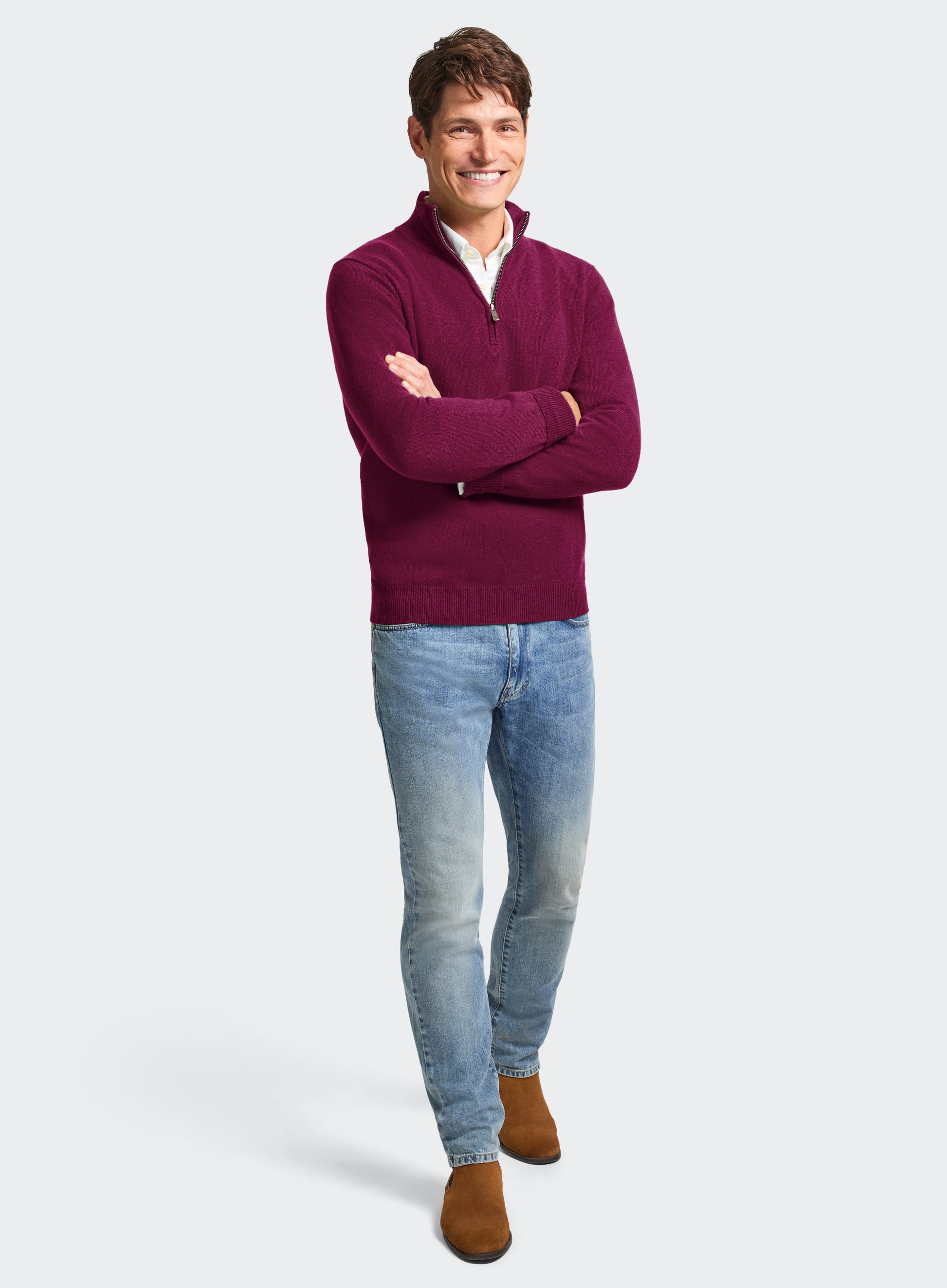 Cashmere 1/4 Zip in Raspberry