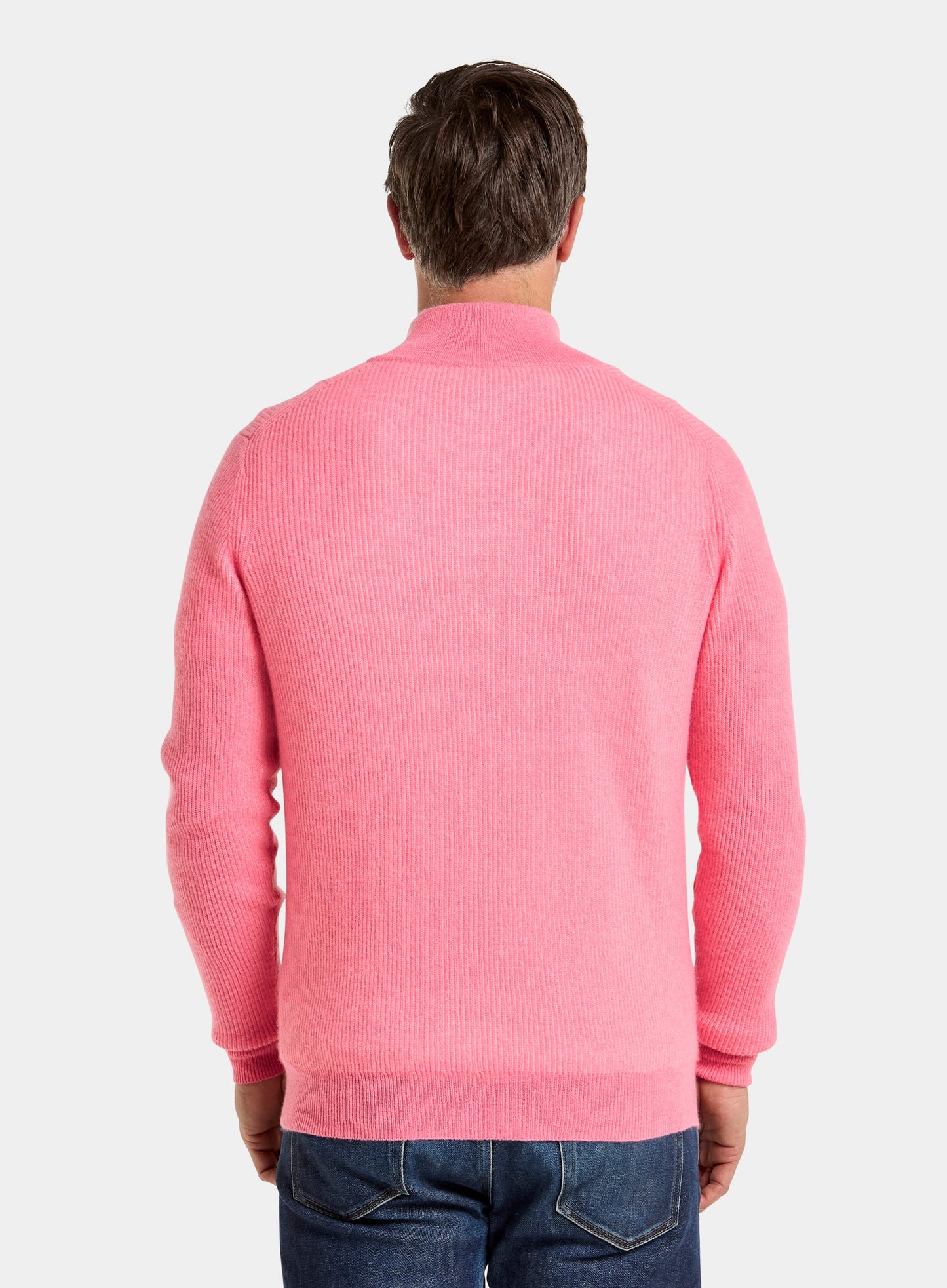 Cashmere Plaited Rib 1/4 Zip in Pink