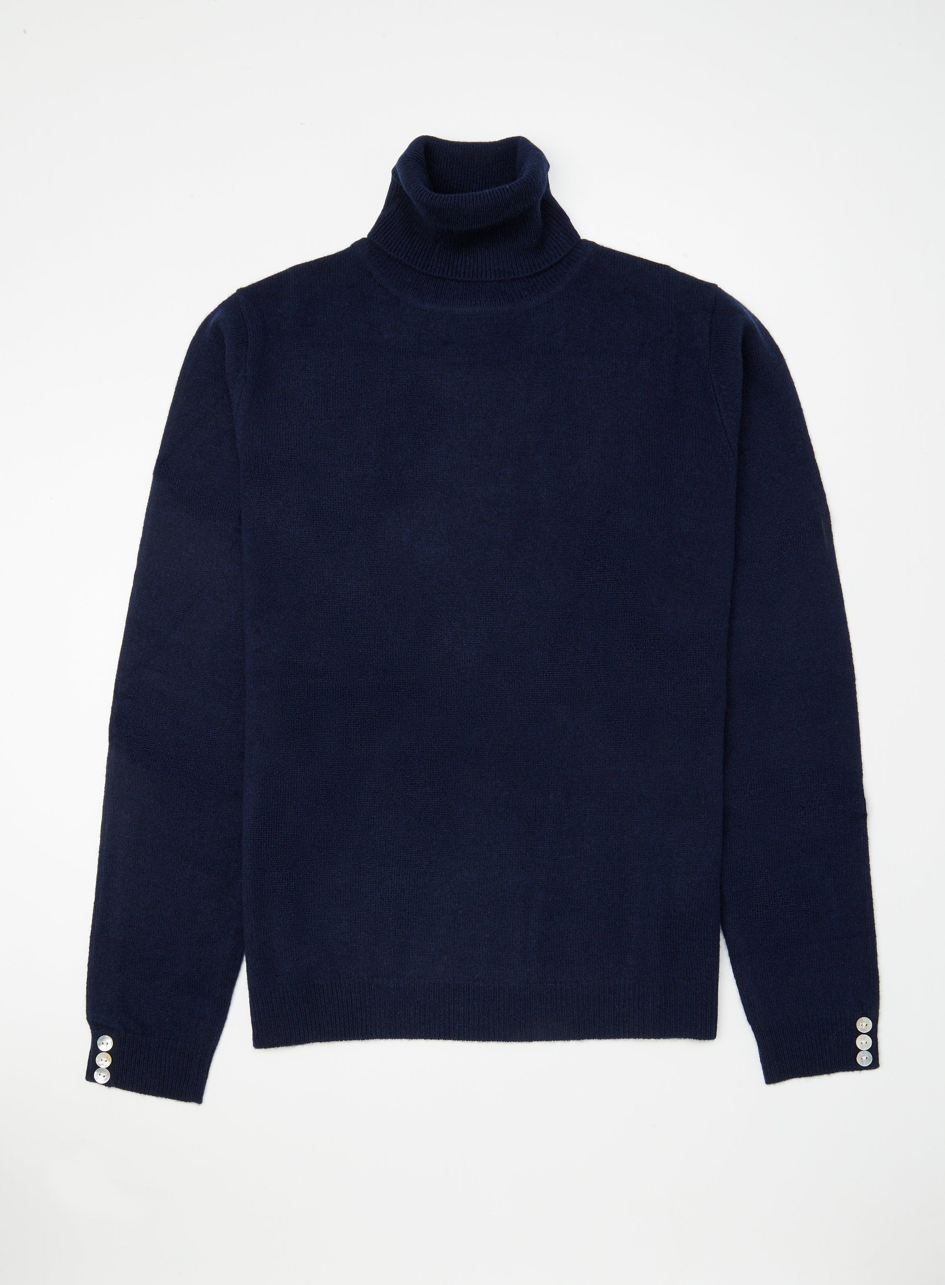 Cashmere Navy Blue Polo Neck Jumper Ladies Women's Cashmere Roll