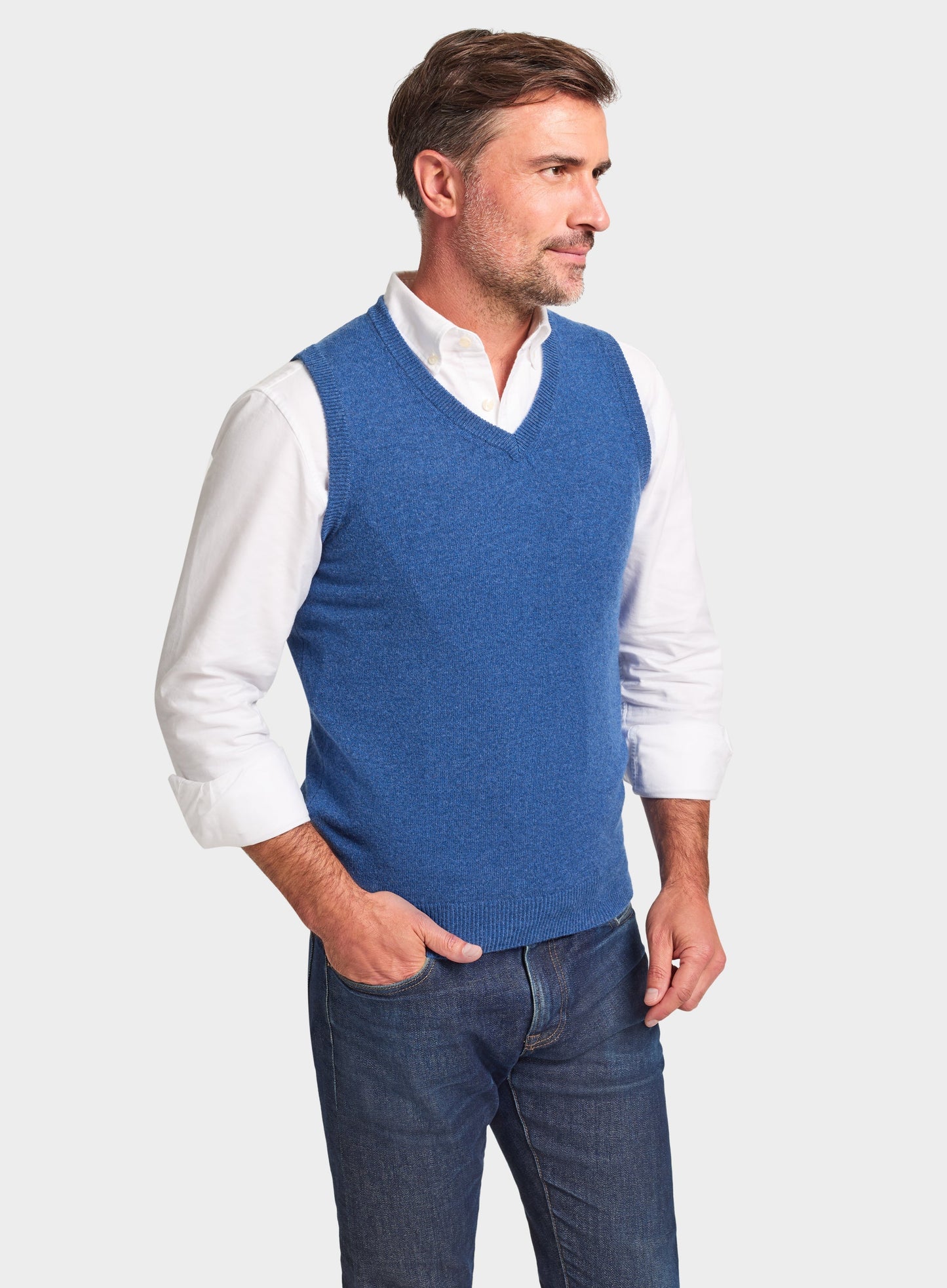 Cashmere Sleeveless in Denim