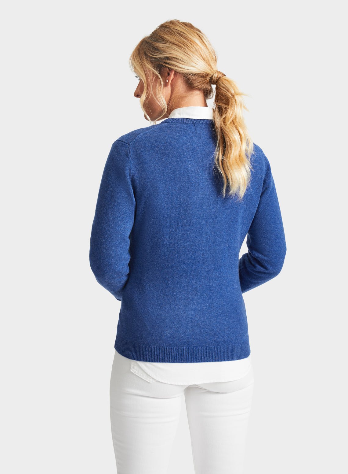 Cashmere V Neck in Denim