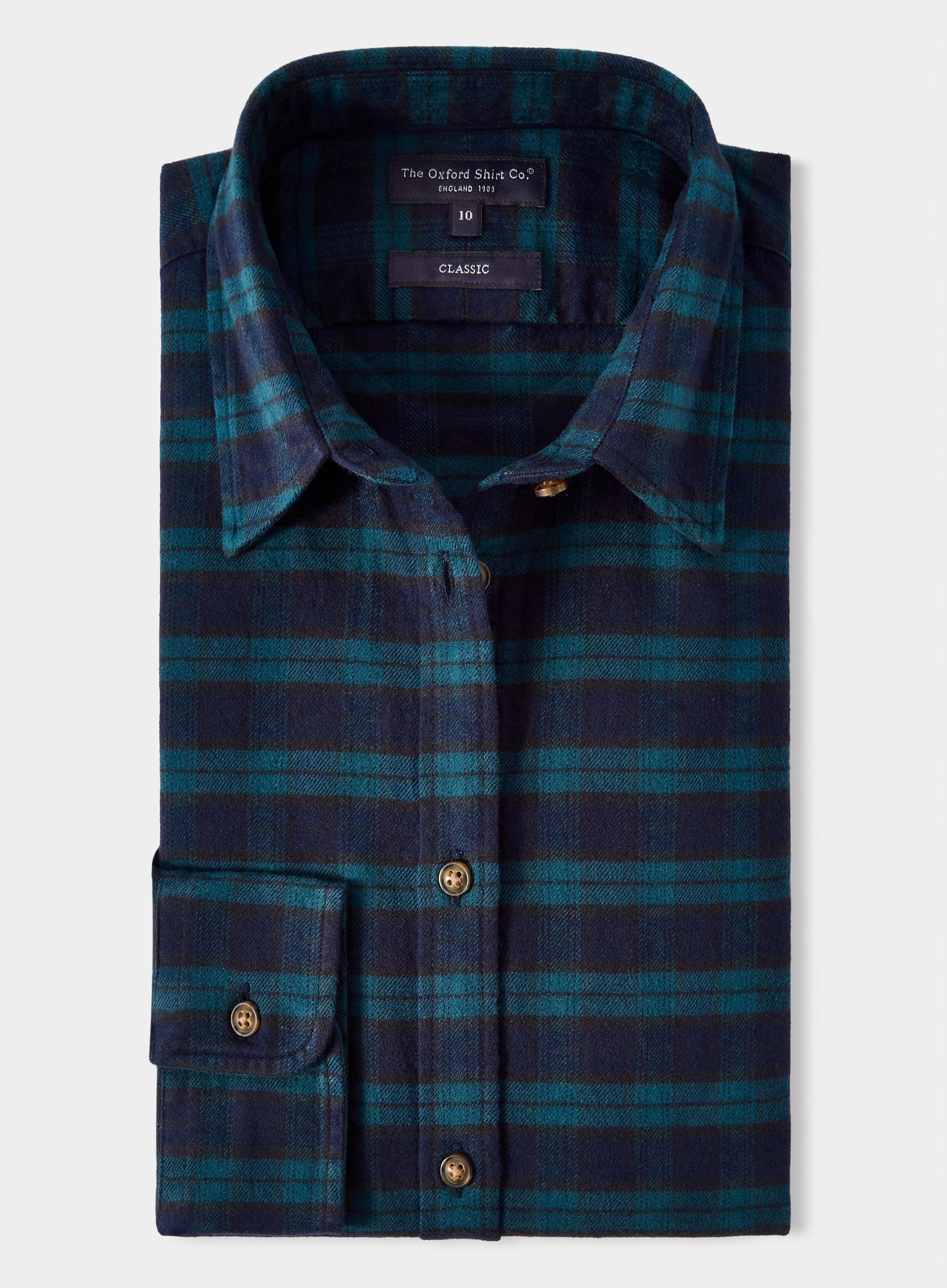 Classic Flannel Shirt - Green and Navy Check
