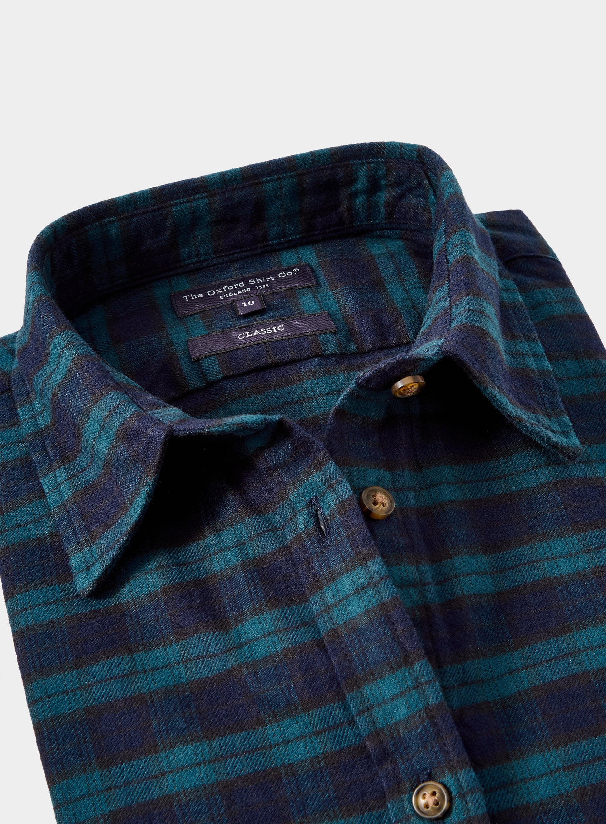 Classic Flannel Shirt - Green and Navy Check