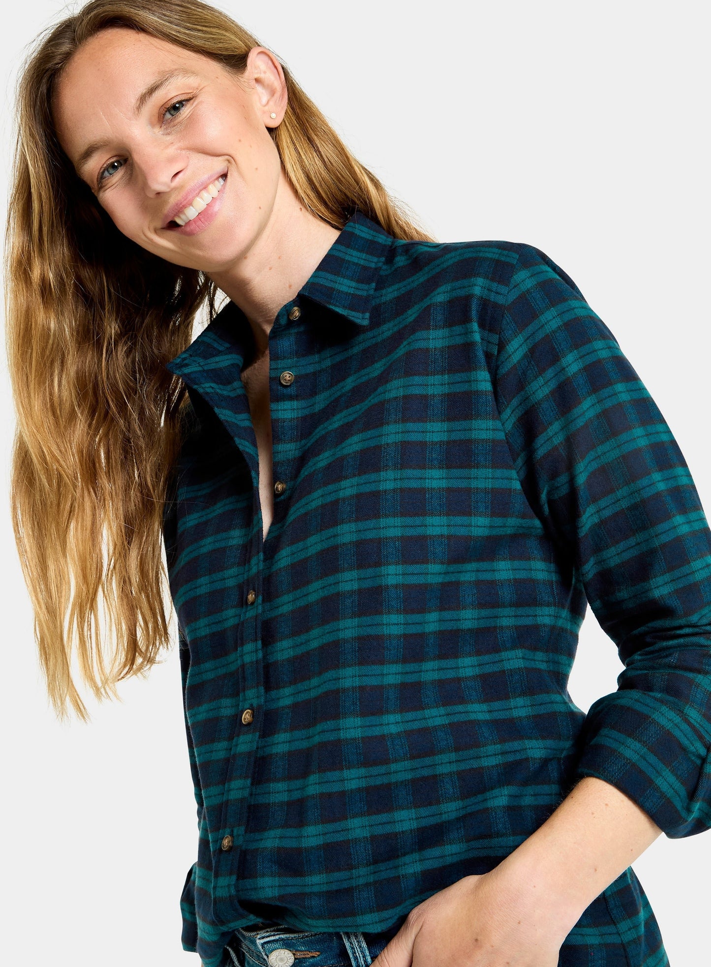 Classic Flannel Shirt - Green and Navy Check