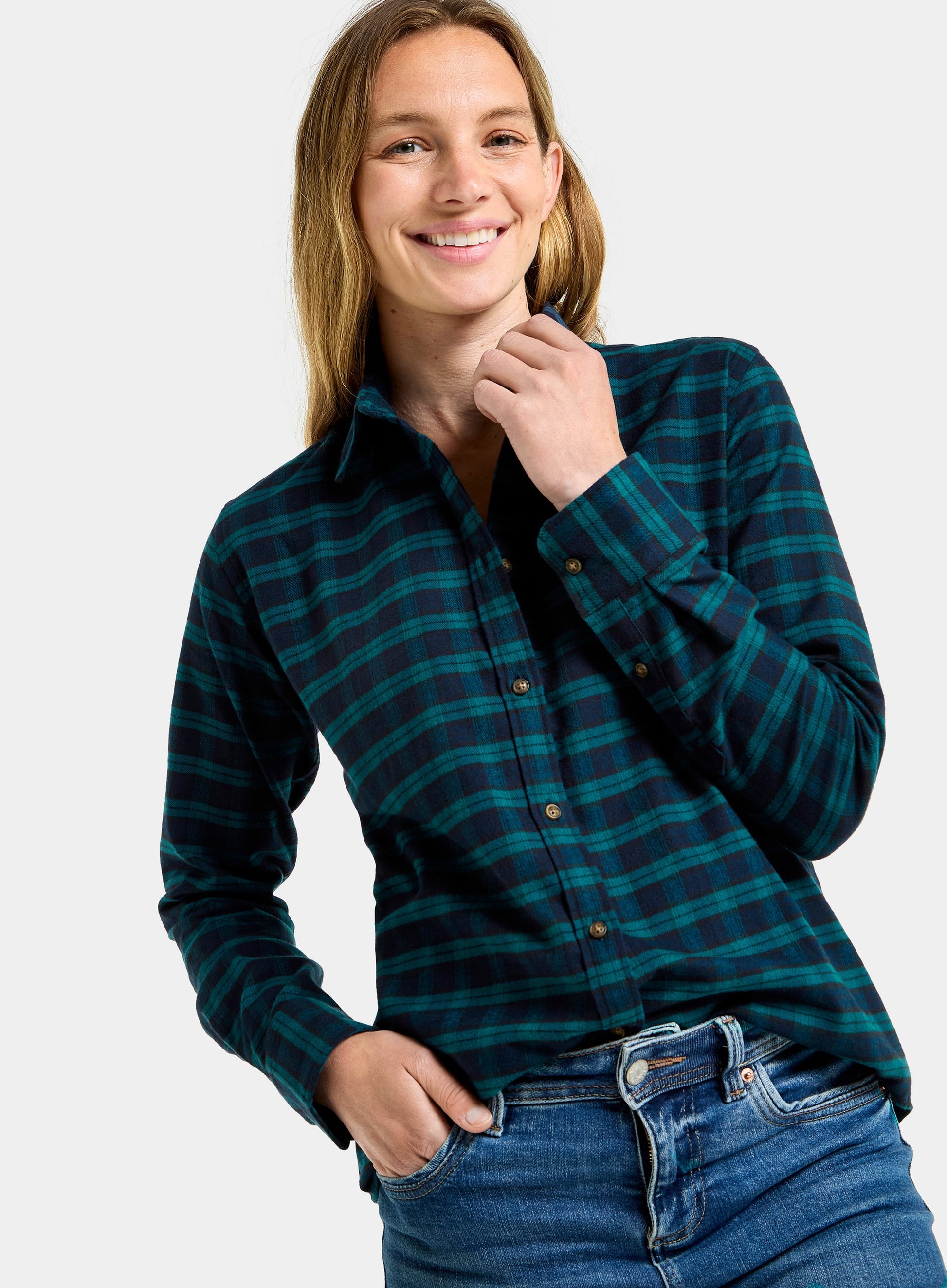 Classic Flannel Shirt - Green and Navy Check