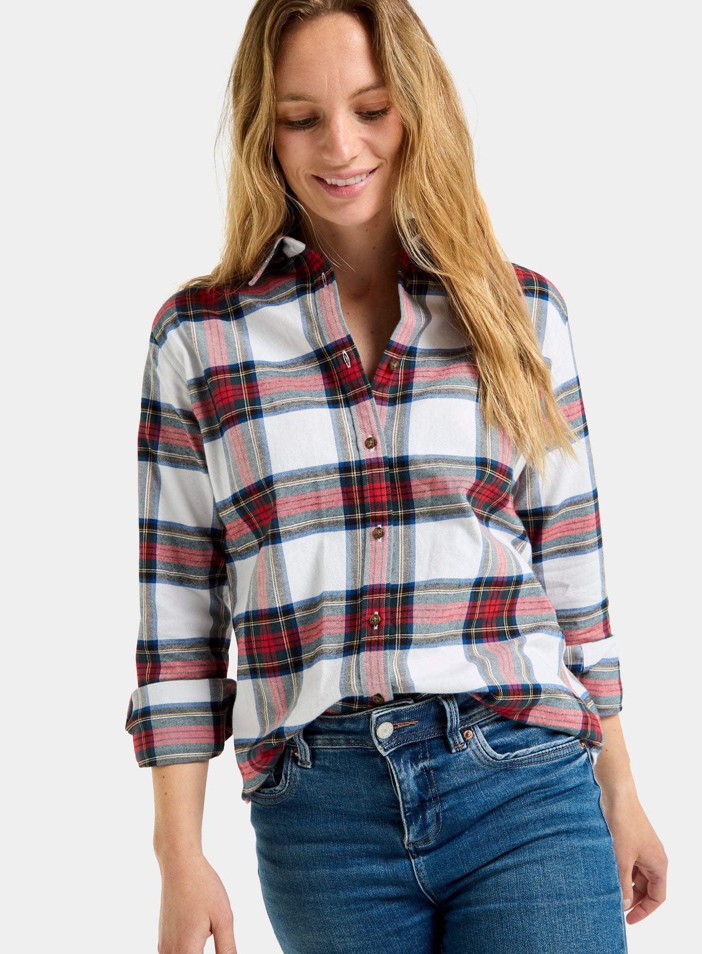 Classic Flannel Shirt - Red and Beige Check