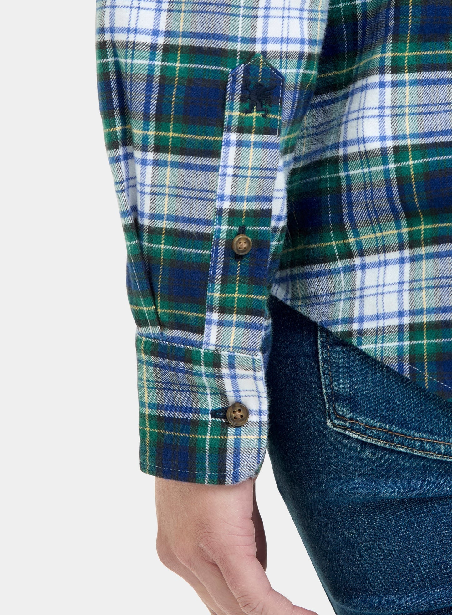 Classic Flannel Shirt - White and Green Check