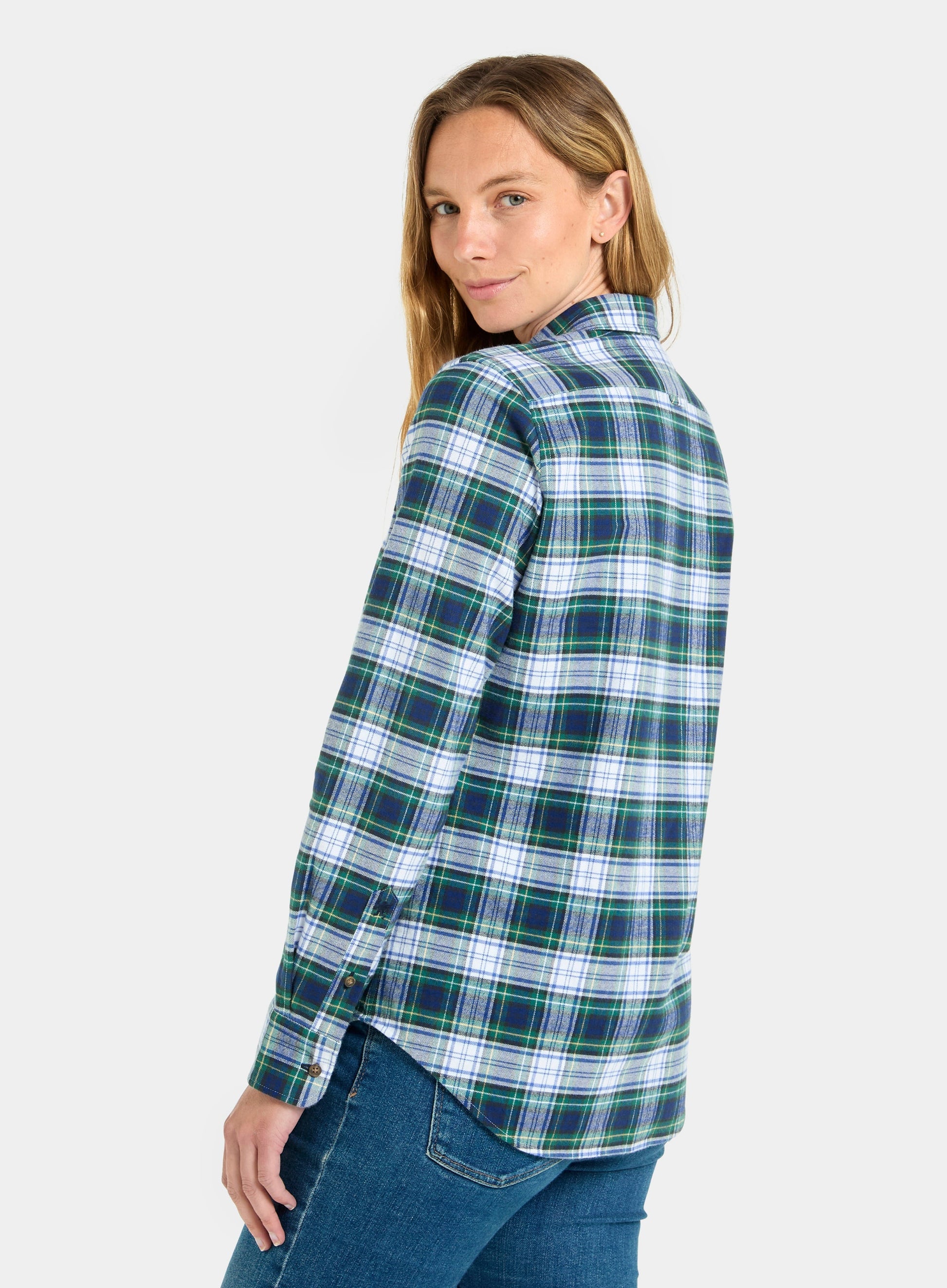 Classic Flannel Shirt - White and Green Check