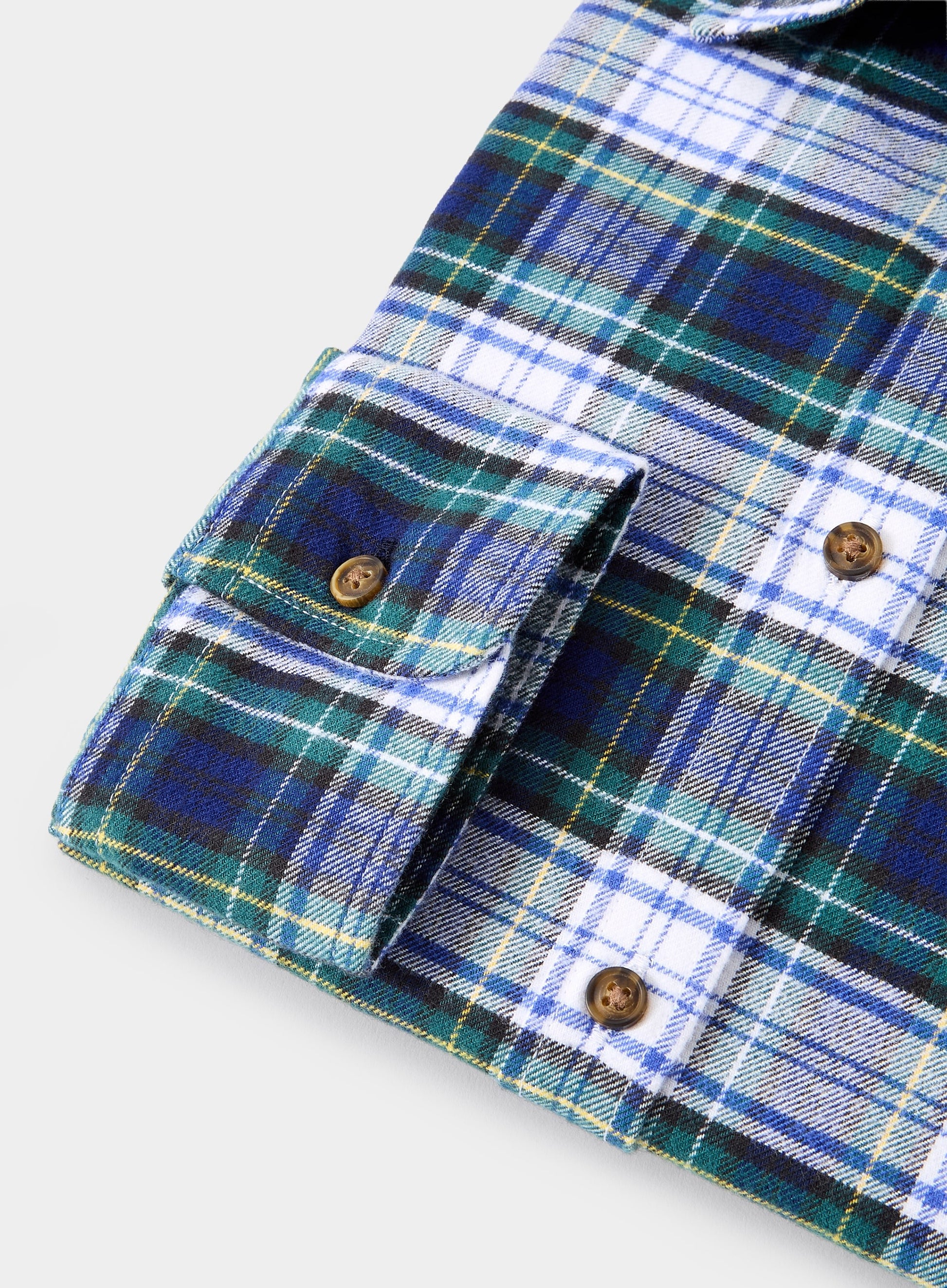 Classic Flannel Shirt - White and Green Check