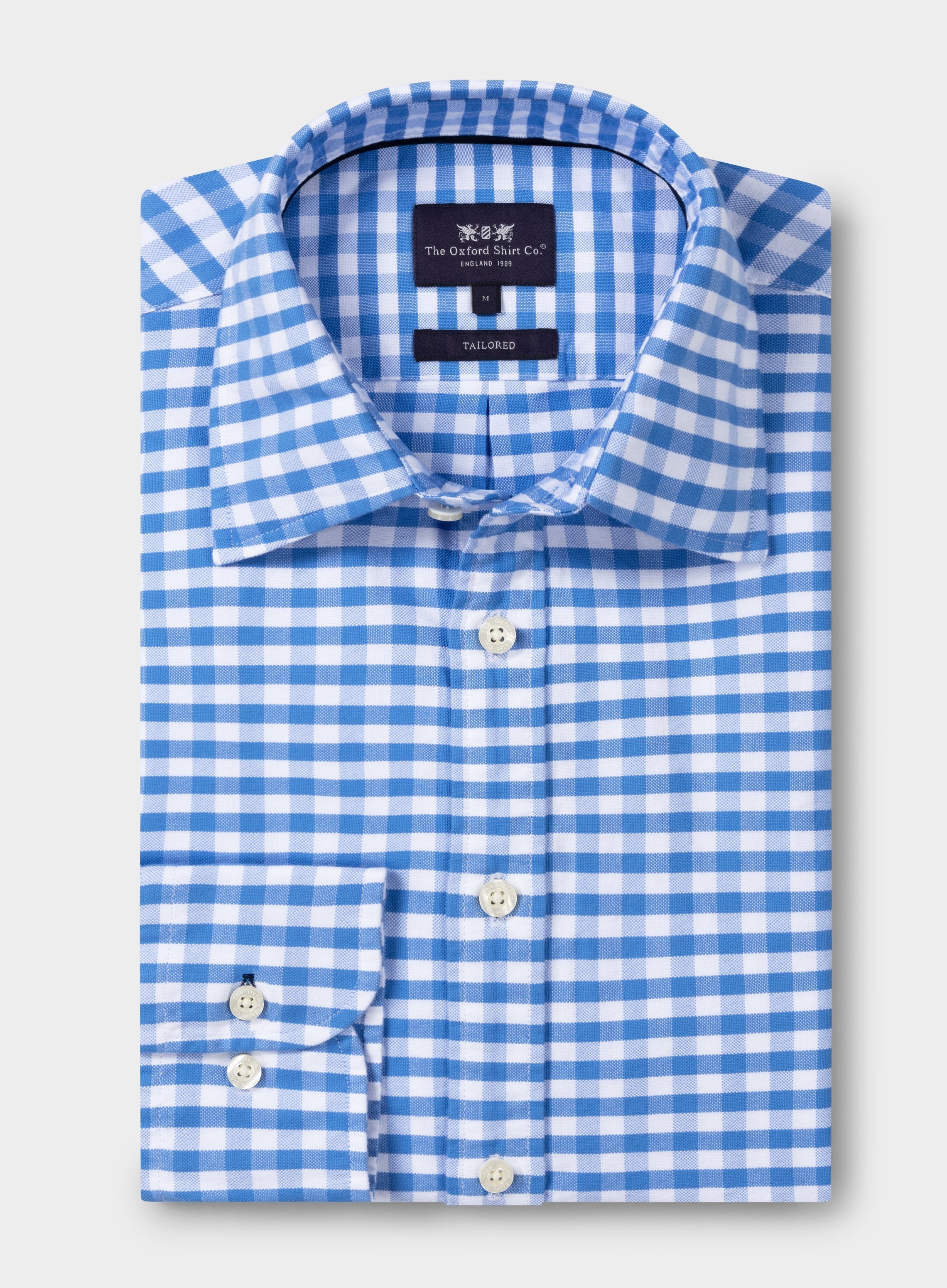 Mens Classic Oxford Shirt in Blue Check - Oxford Shirt Co.