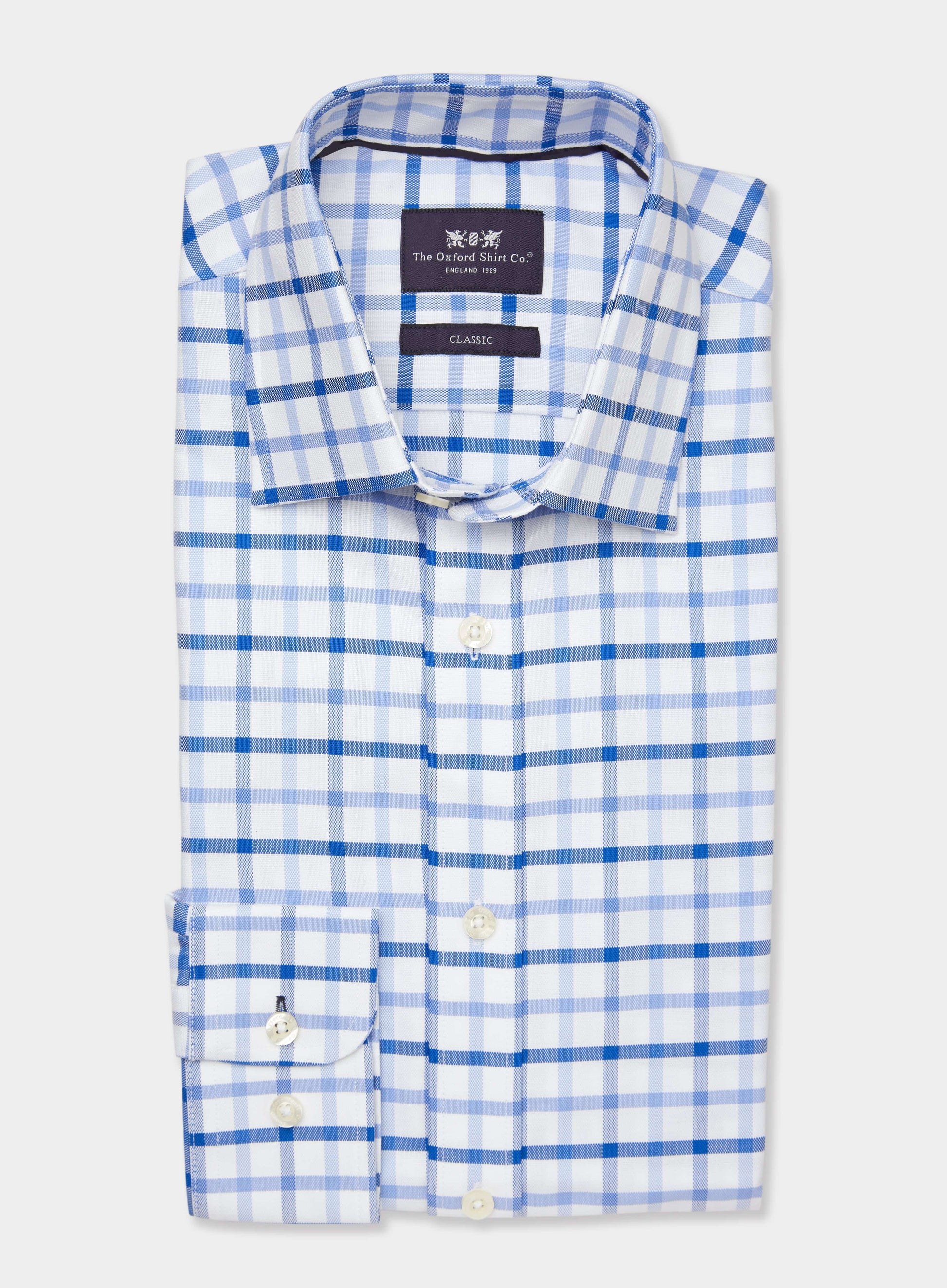 Mens Classic Shirt in Multi Blue Check - Oxford Shirt Co. Mens Classic Shirt in Multi Blue Check - Oxford Shirt Co.