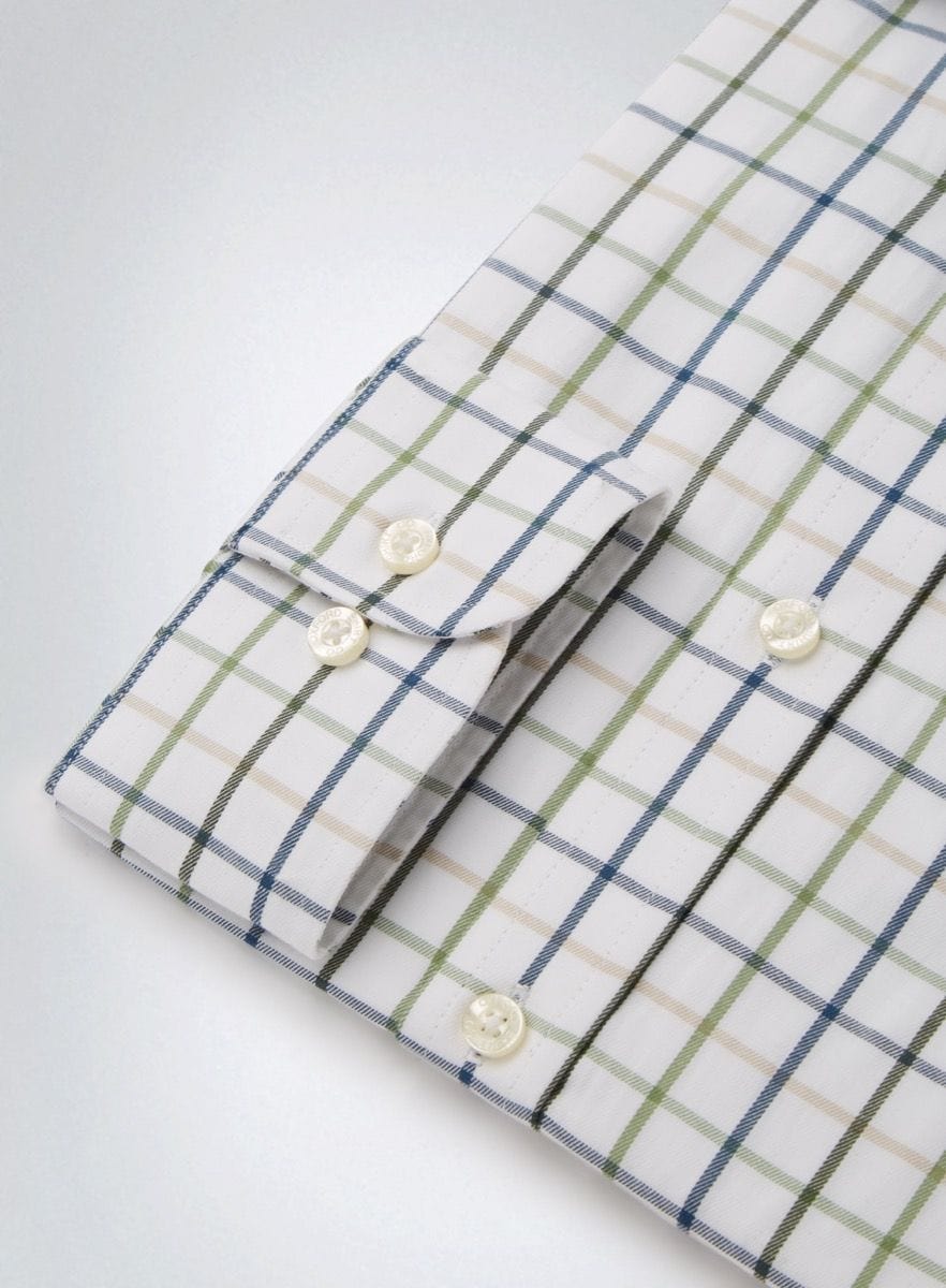 Classic Tattersall Shirt in Blue and Green Check