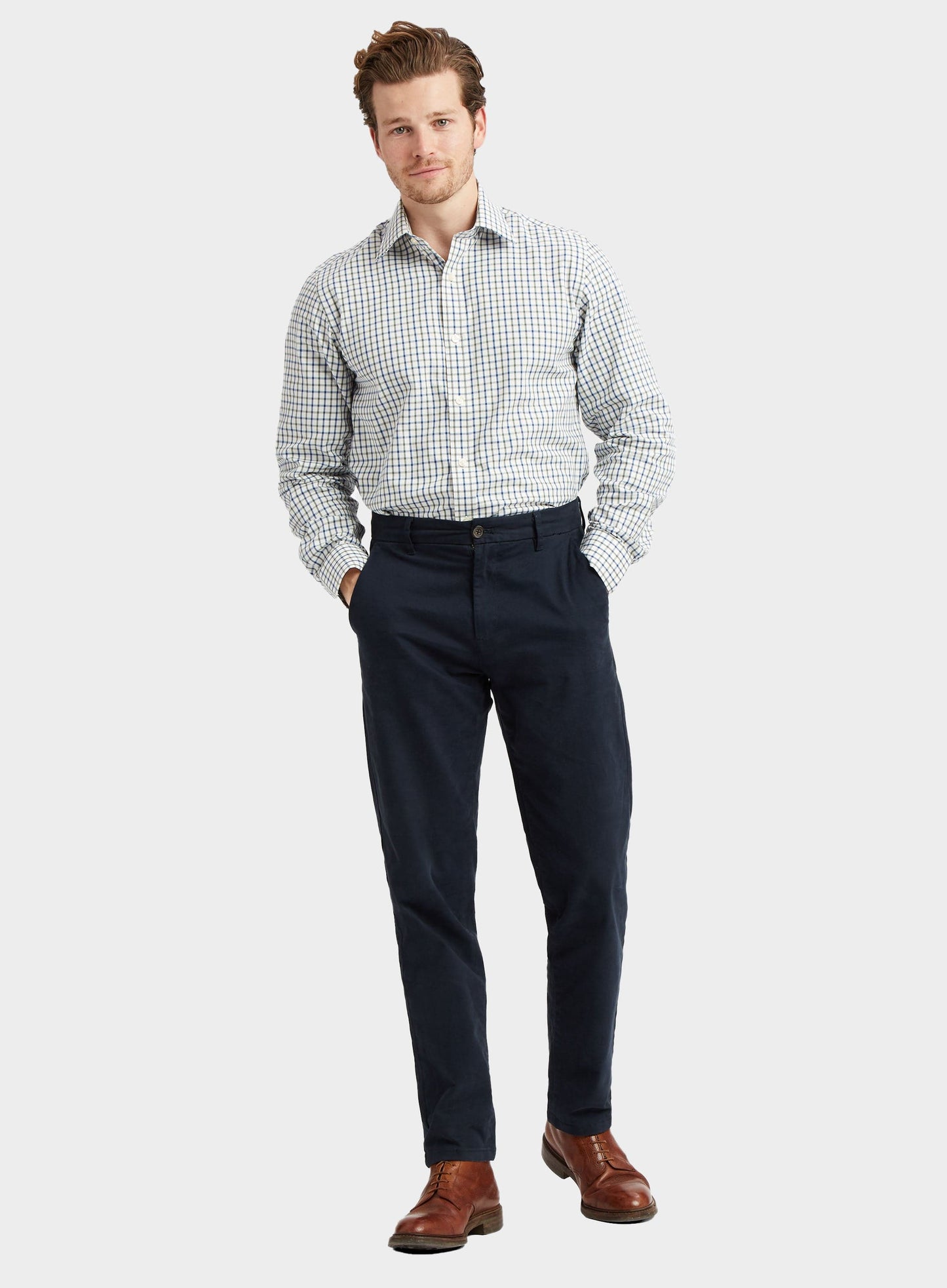 Classic Tattersall Shirt in Green and Blue Check