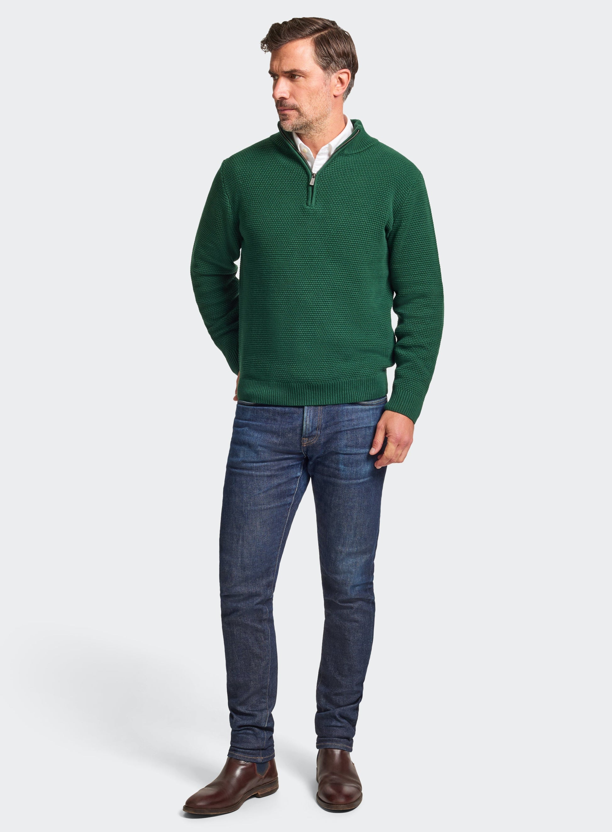 Cotton Blackberry 1/4 Zip in Green