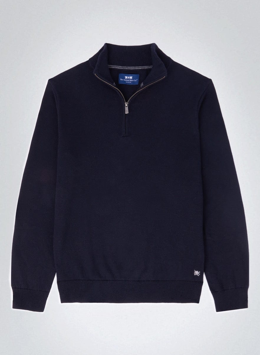 Cotton Cashmere 1/4 Zip in Neat Navy