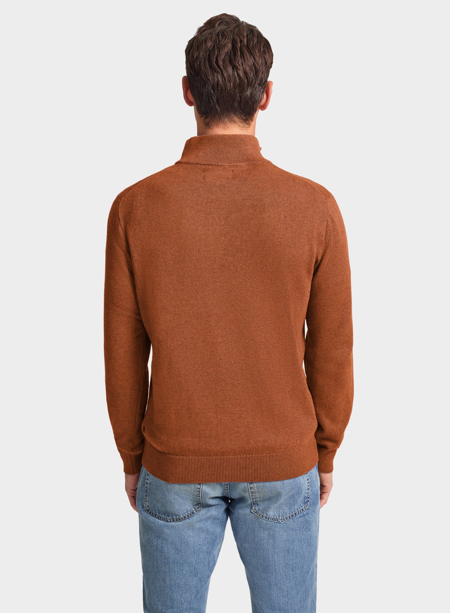 Cotton Cashmere 1/4 Zip in Rust
