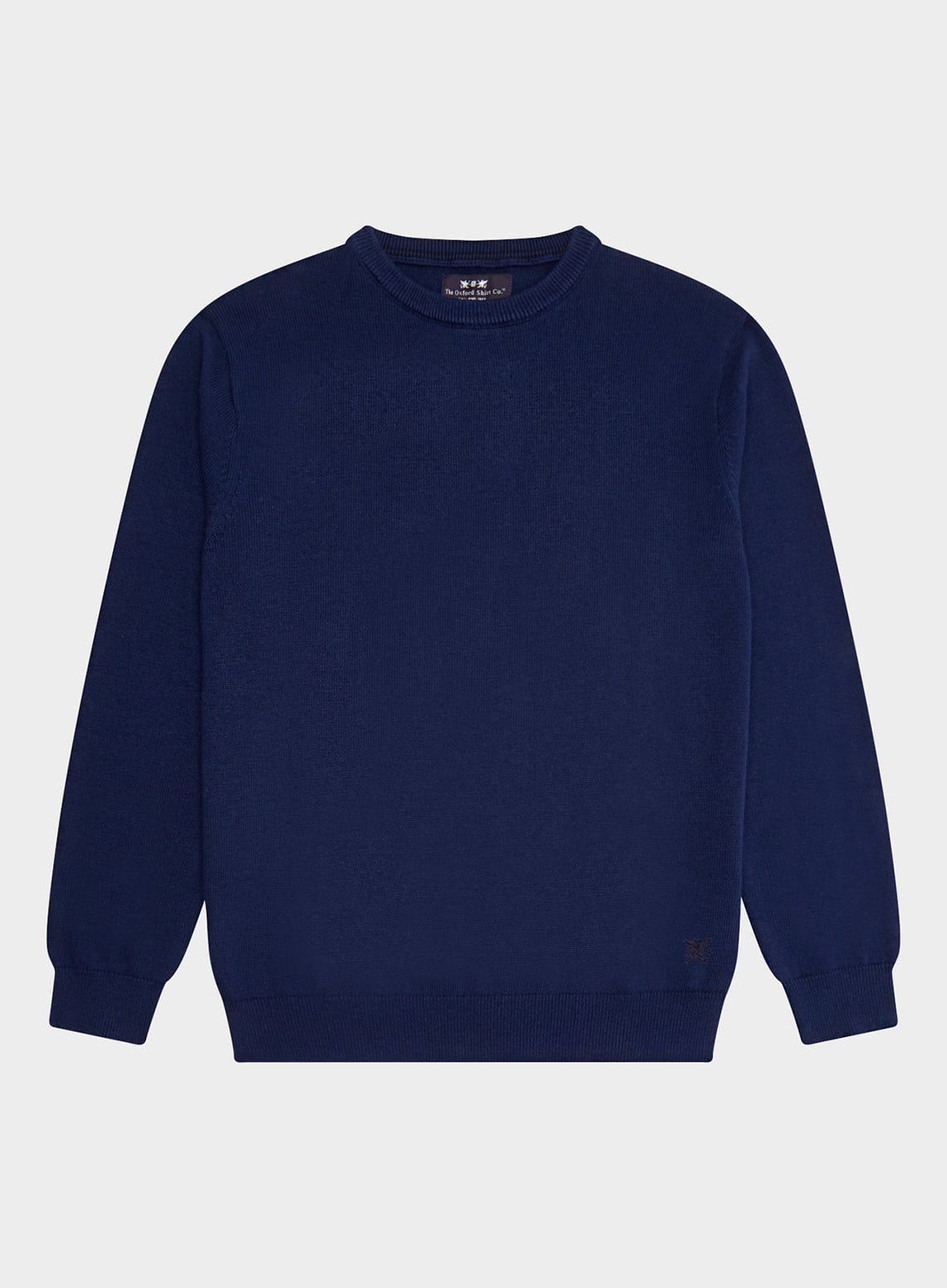 Mens Cotton Cashmere Crew Neck Jumper in Midnight Oxford Shirt
