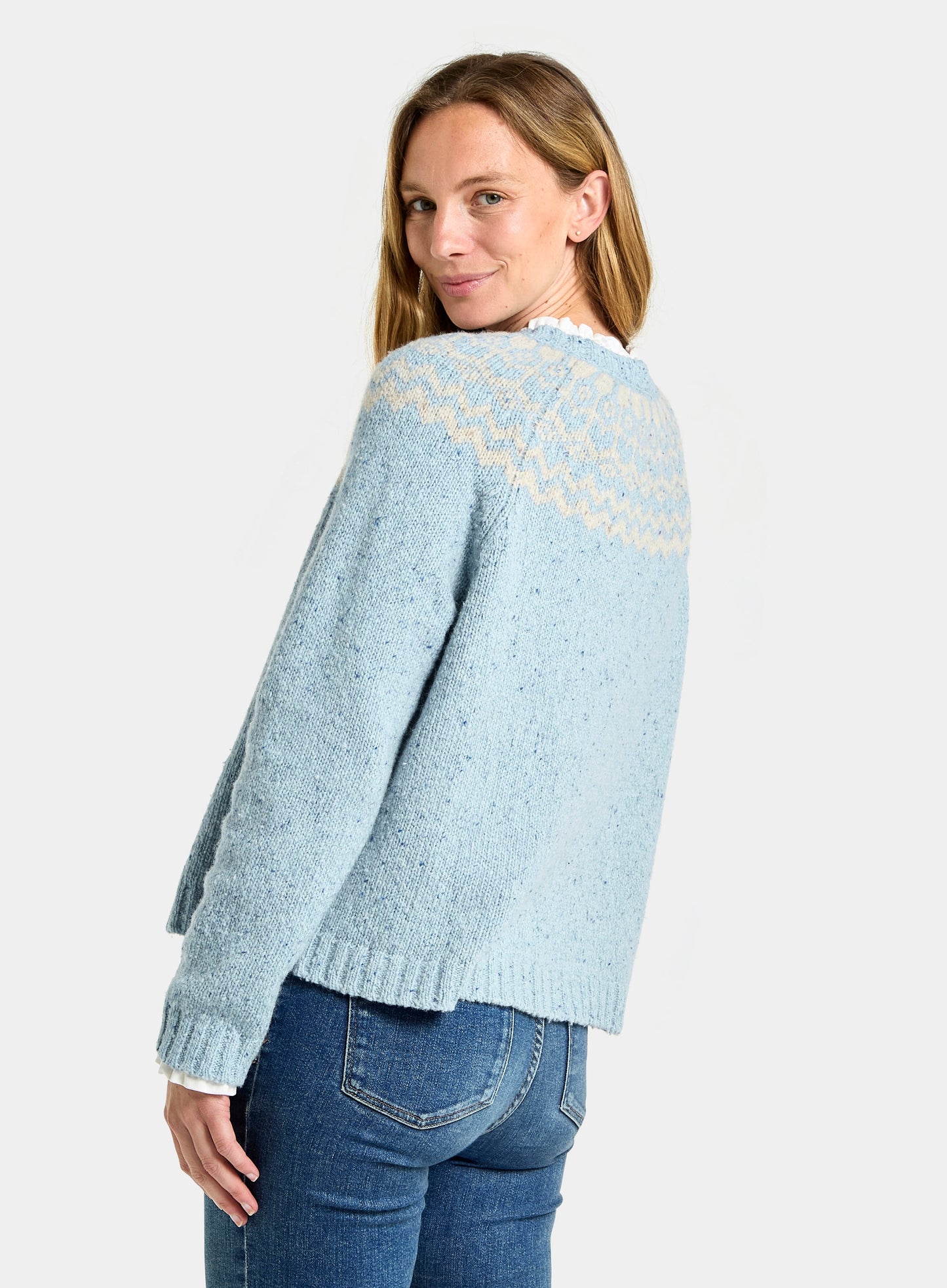 Crew Neck Fairisle Jumper - Blue