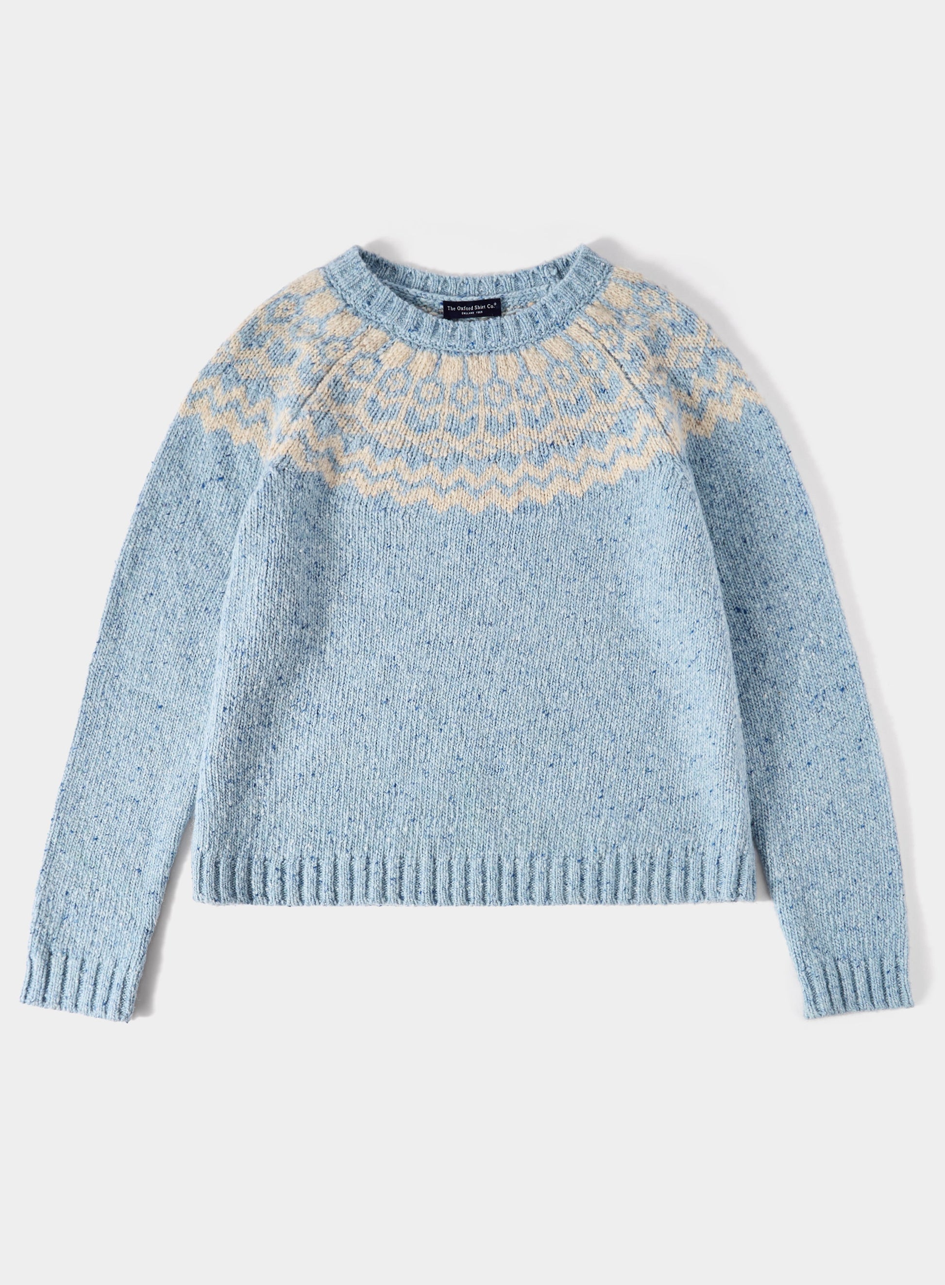 Crew Neck Fairisle Jumper - Blue