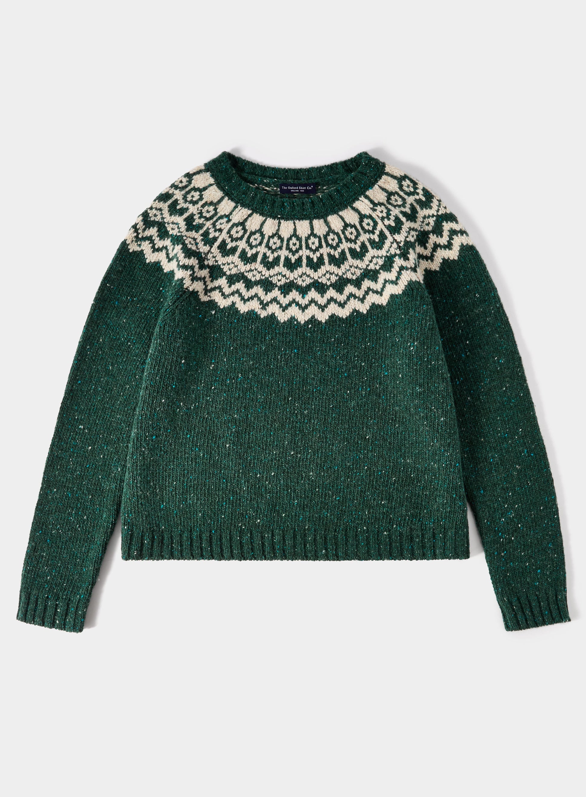 Crew Neck Fairisle Jumper - Green