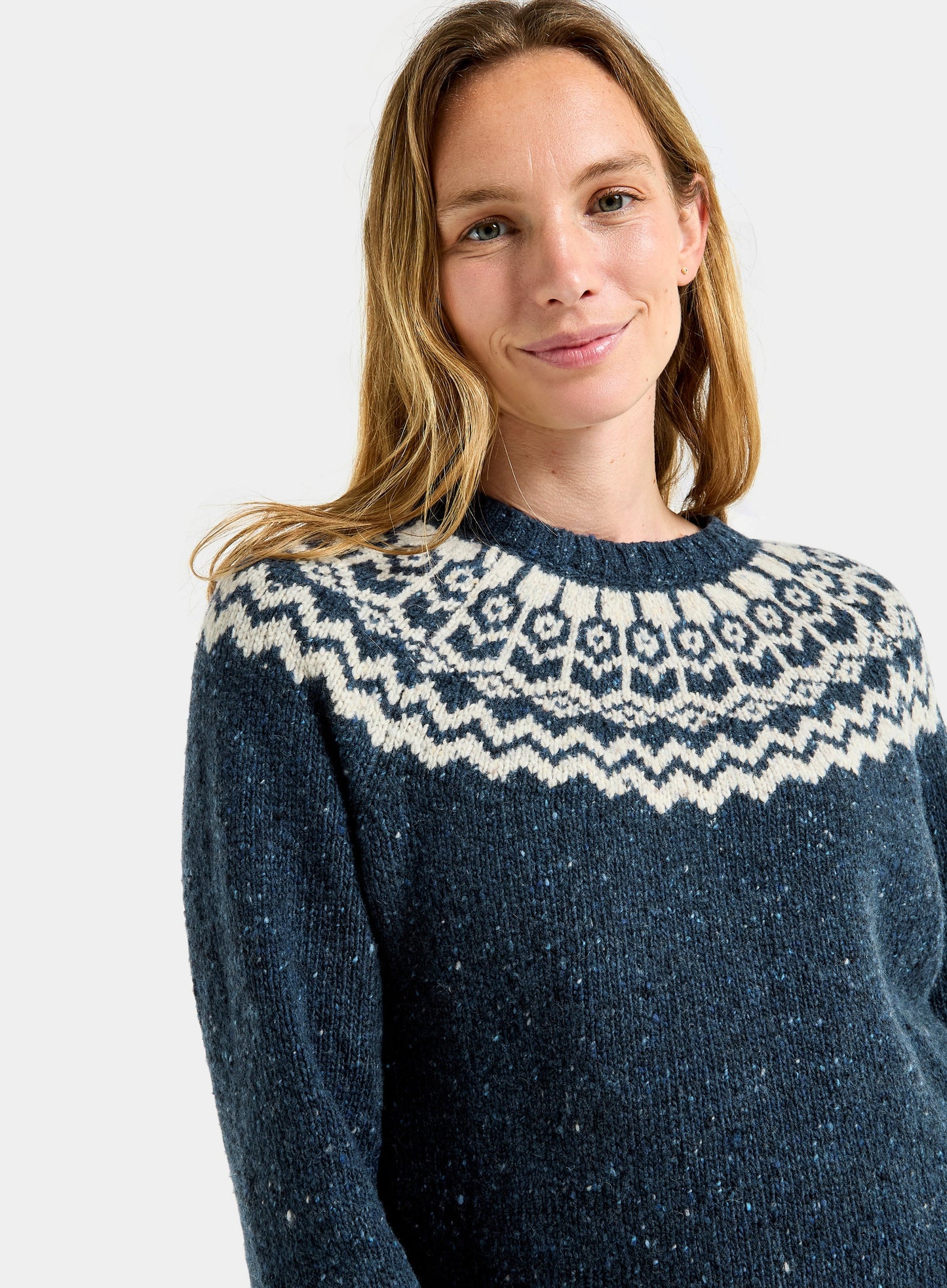Crew Neck Fairisle Jumper - Navy