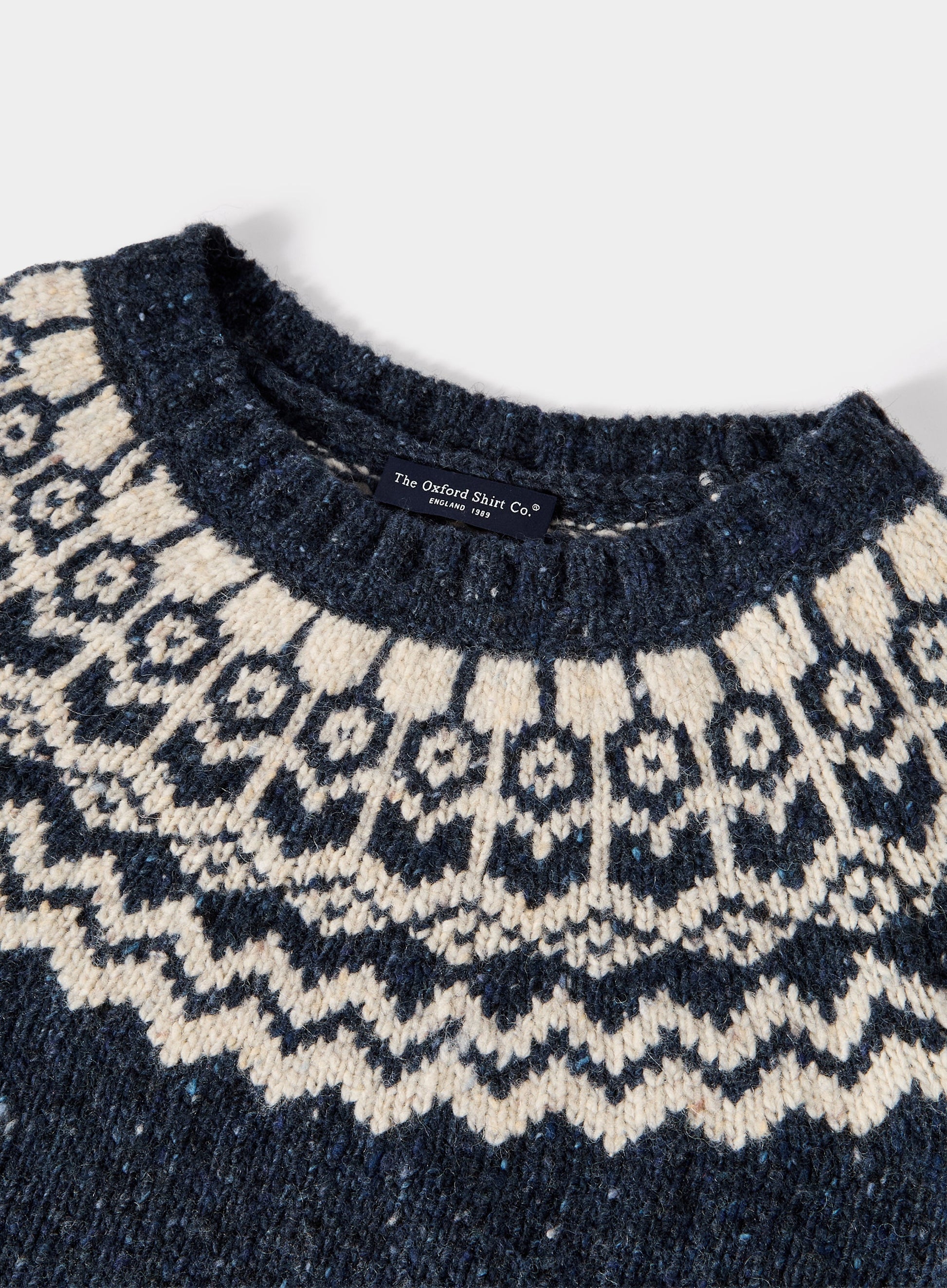 Crew Neck Fairisle Jumper - Navy