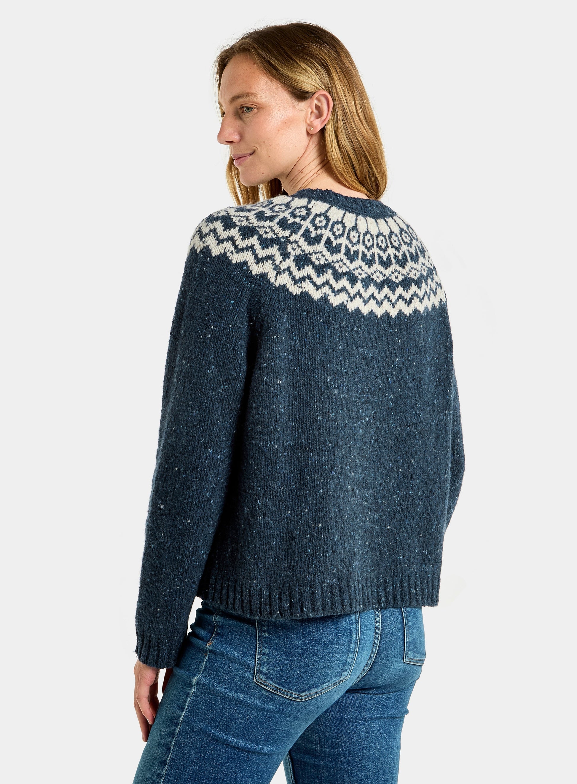 Crew Neck Fairisle Jumper - Navy