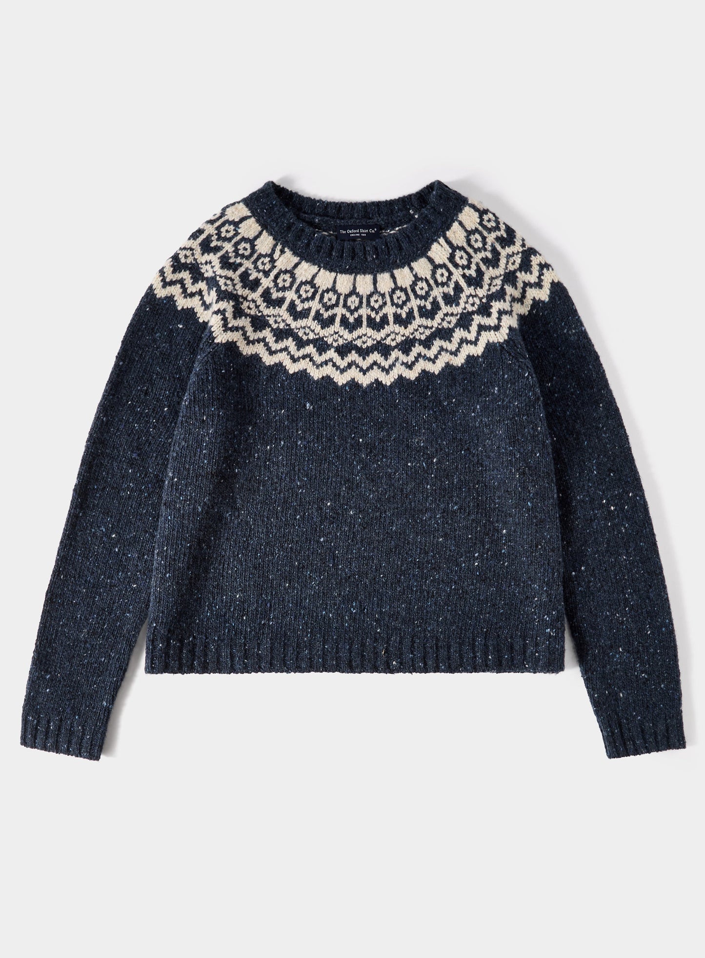 Crew Neck Fairisle Jumper - Navy