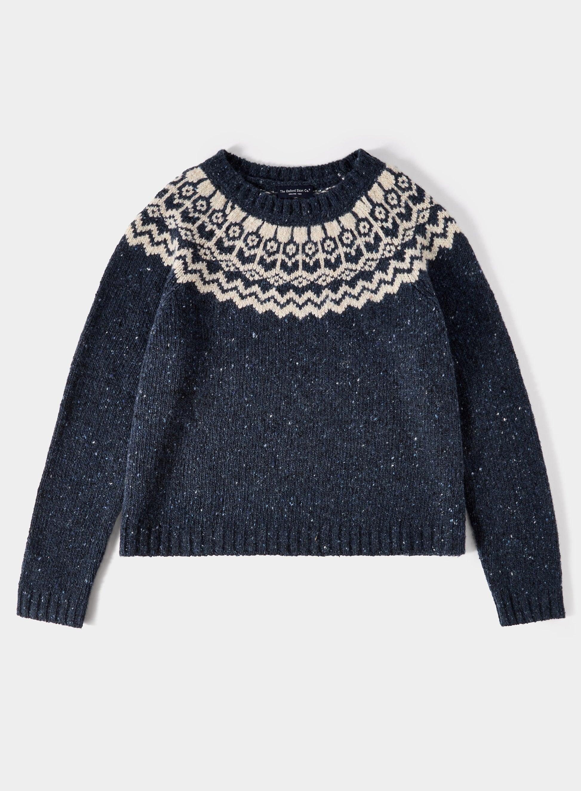 Crew Neck Fairisle Jumper - Navy