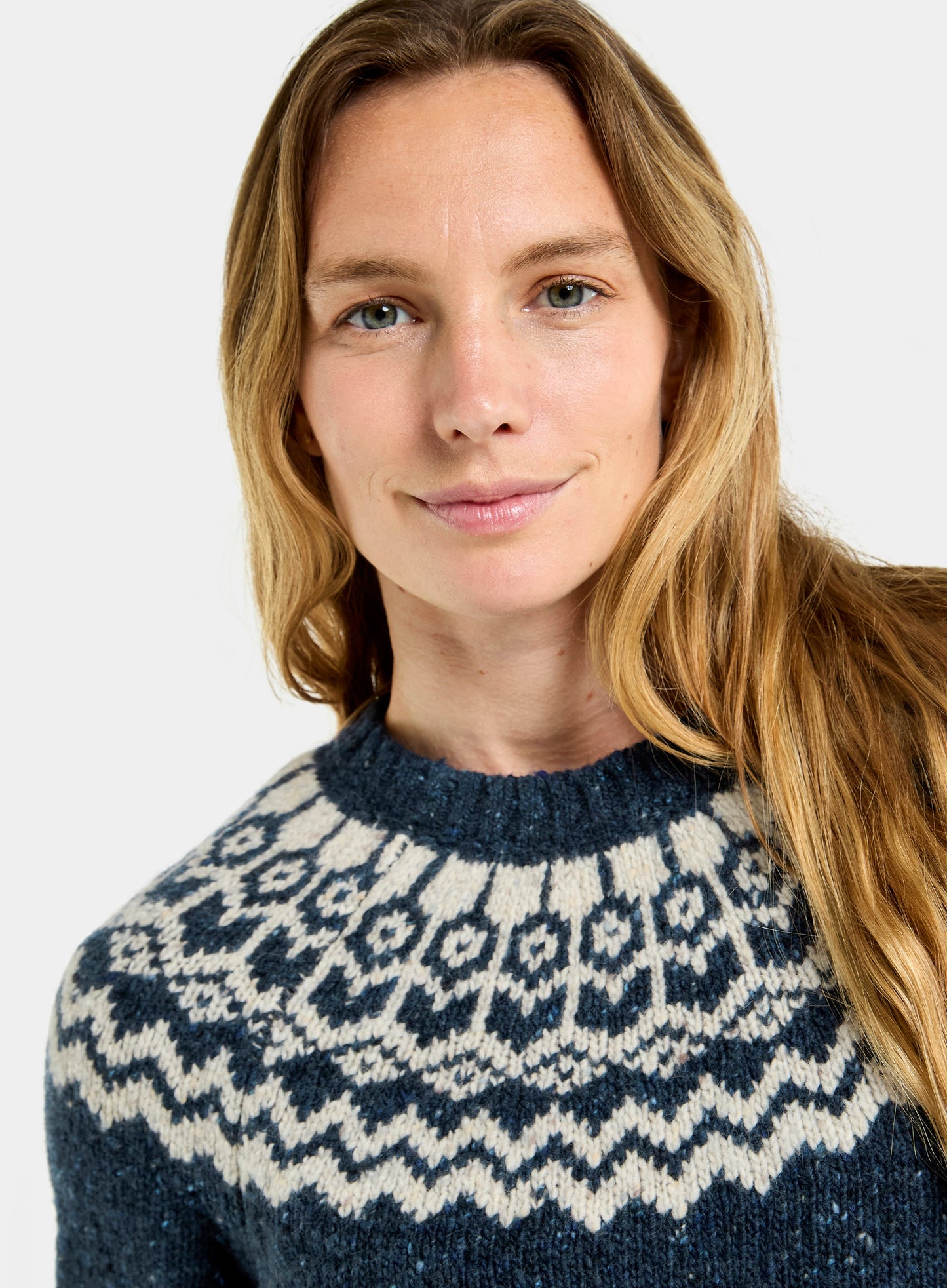 Crew Neck Fairisle Jumper - Navy