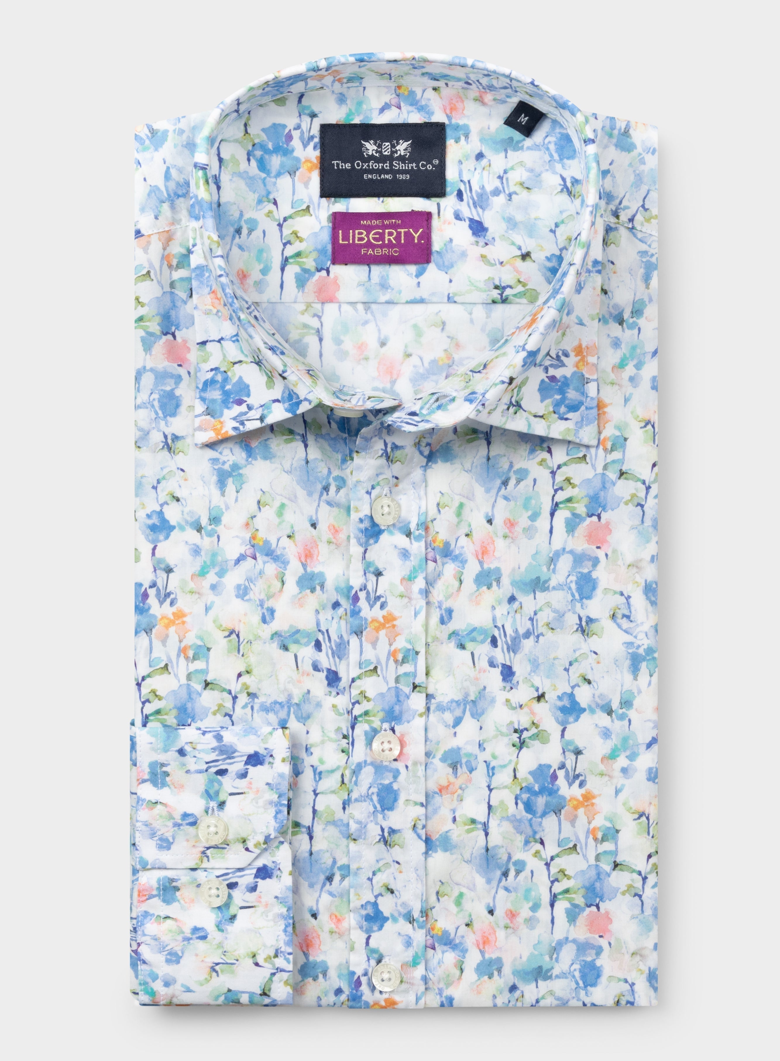 Womens Inky Fields Blue Made with Liberty Fabric Shirt - Oxford Shirt Co.
