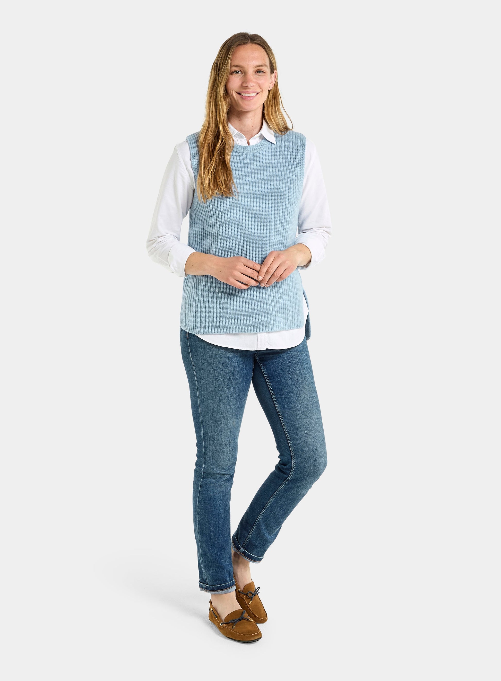 Knitted Rib Vest - Blue
