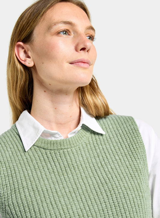 Knitted Rib Vest - Green